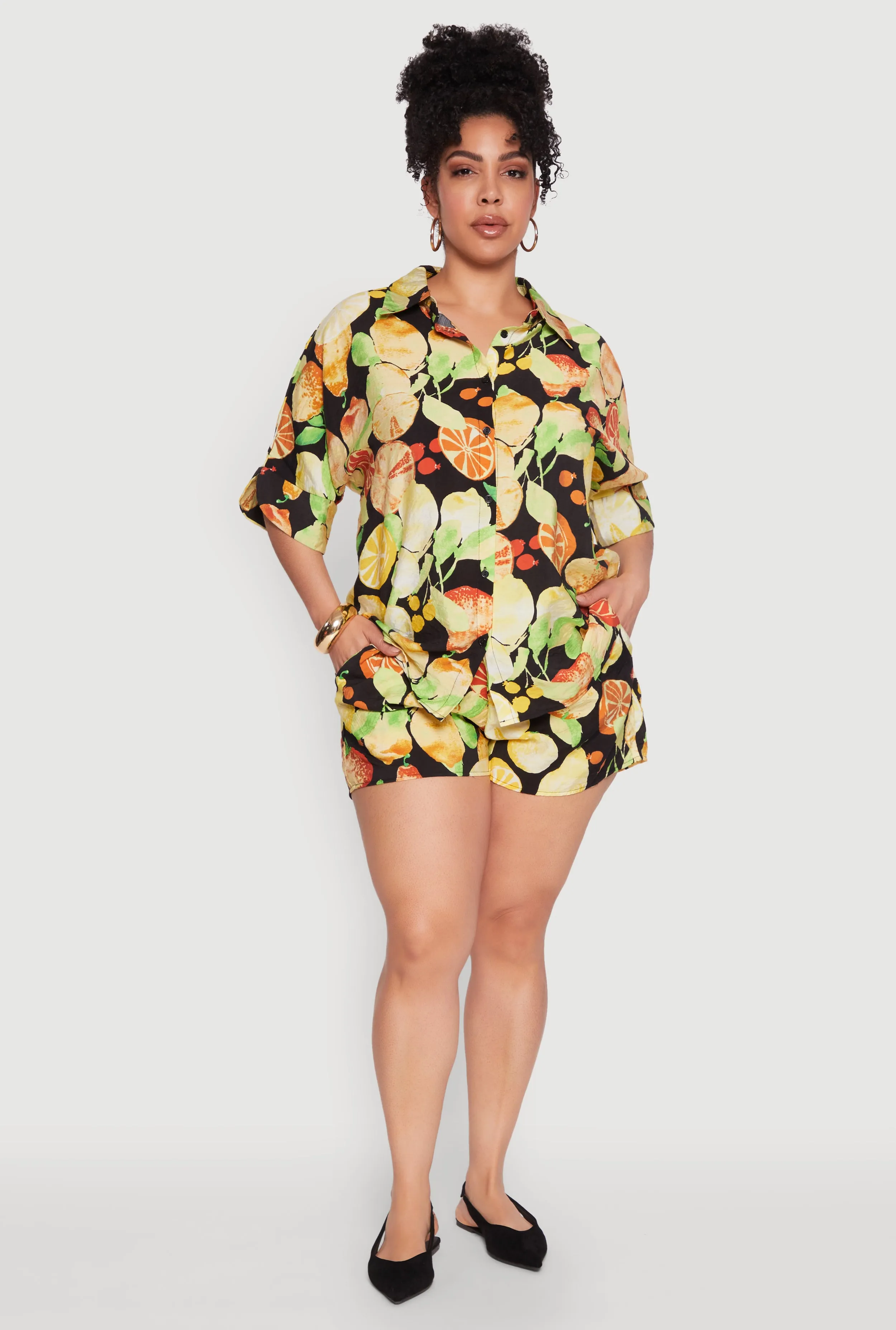 Plus Size Airy Fruit Print Shorts sold by Rainbow