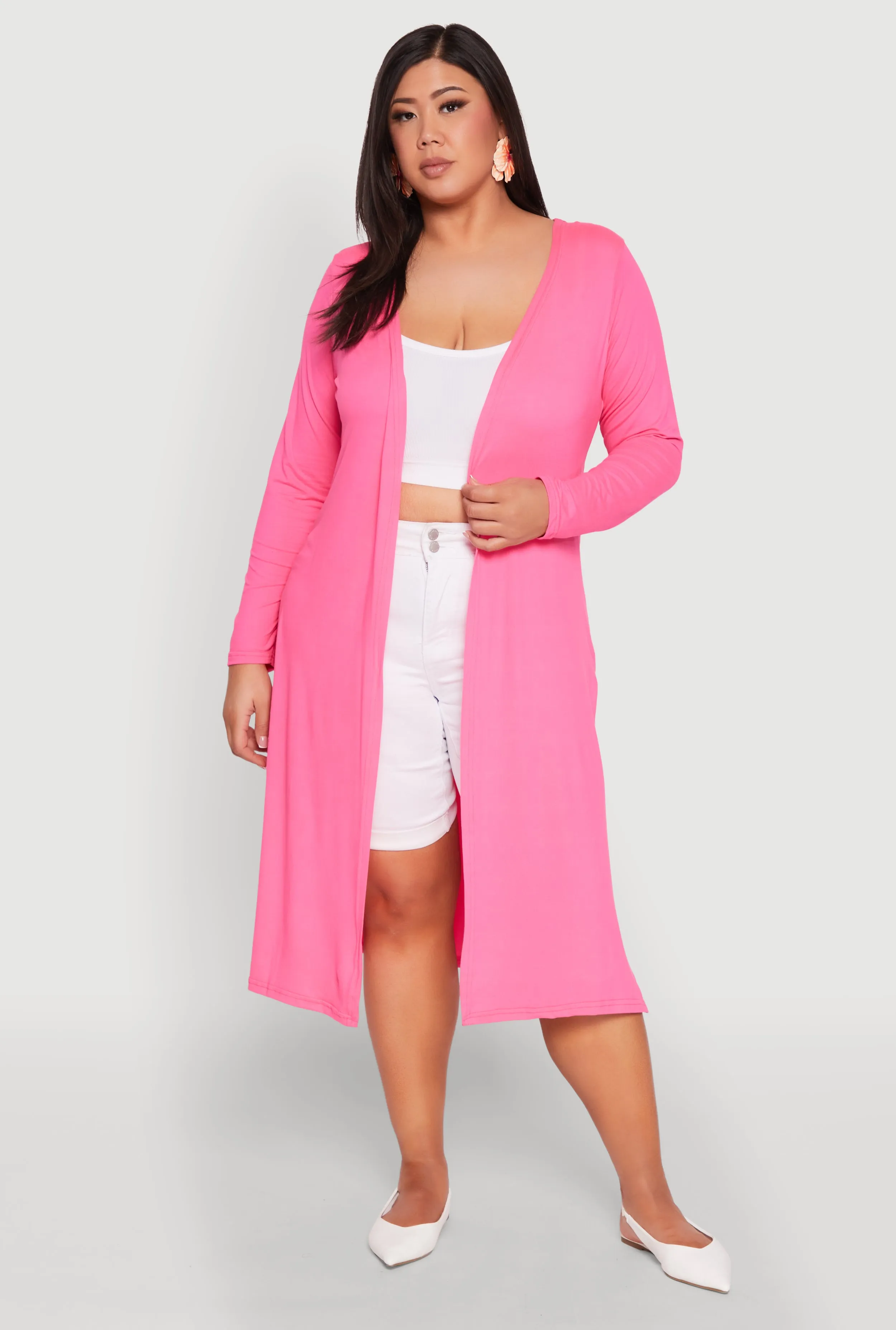 Plus Size Side Slit Duster sold by Rainbow