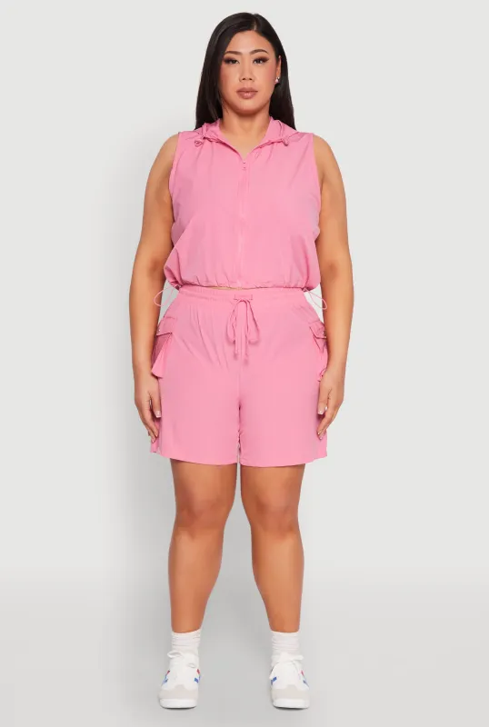 Plus Size Nylon Drawstring Cargo Shorts sold by Rainbow