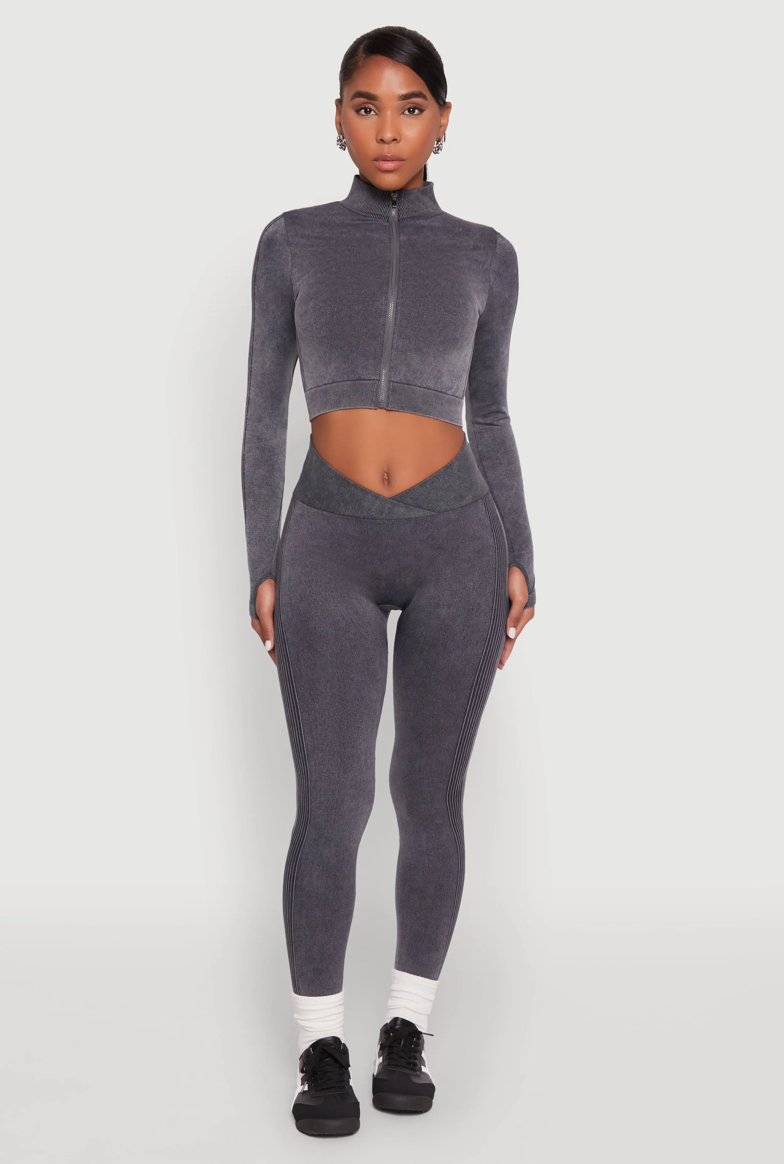 Seamless Mineral Wash Crop Track Jacket sold by Rainbow product image thumbnail 3