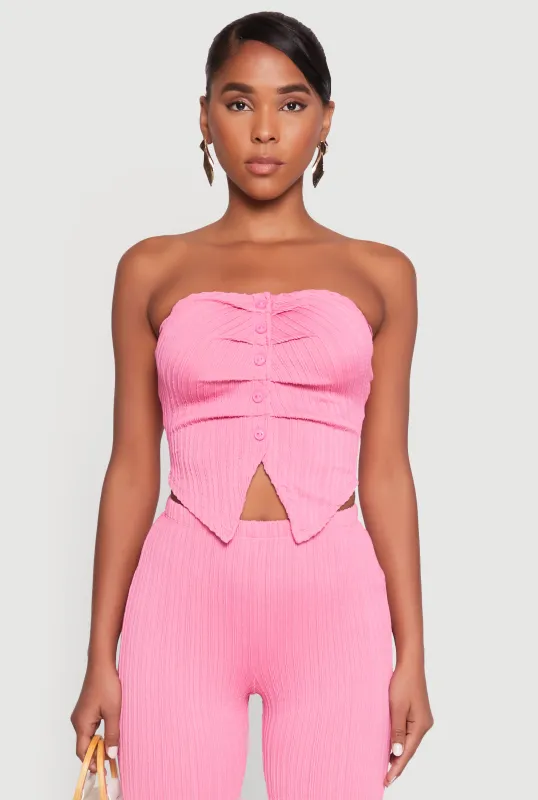 Ruched Textured Knit Tube Top sold by Rainbow