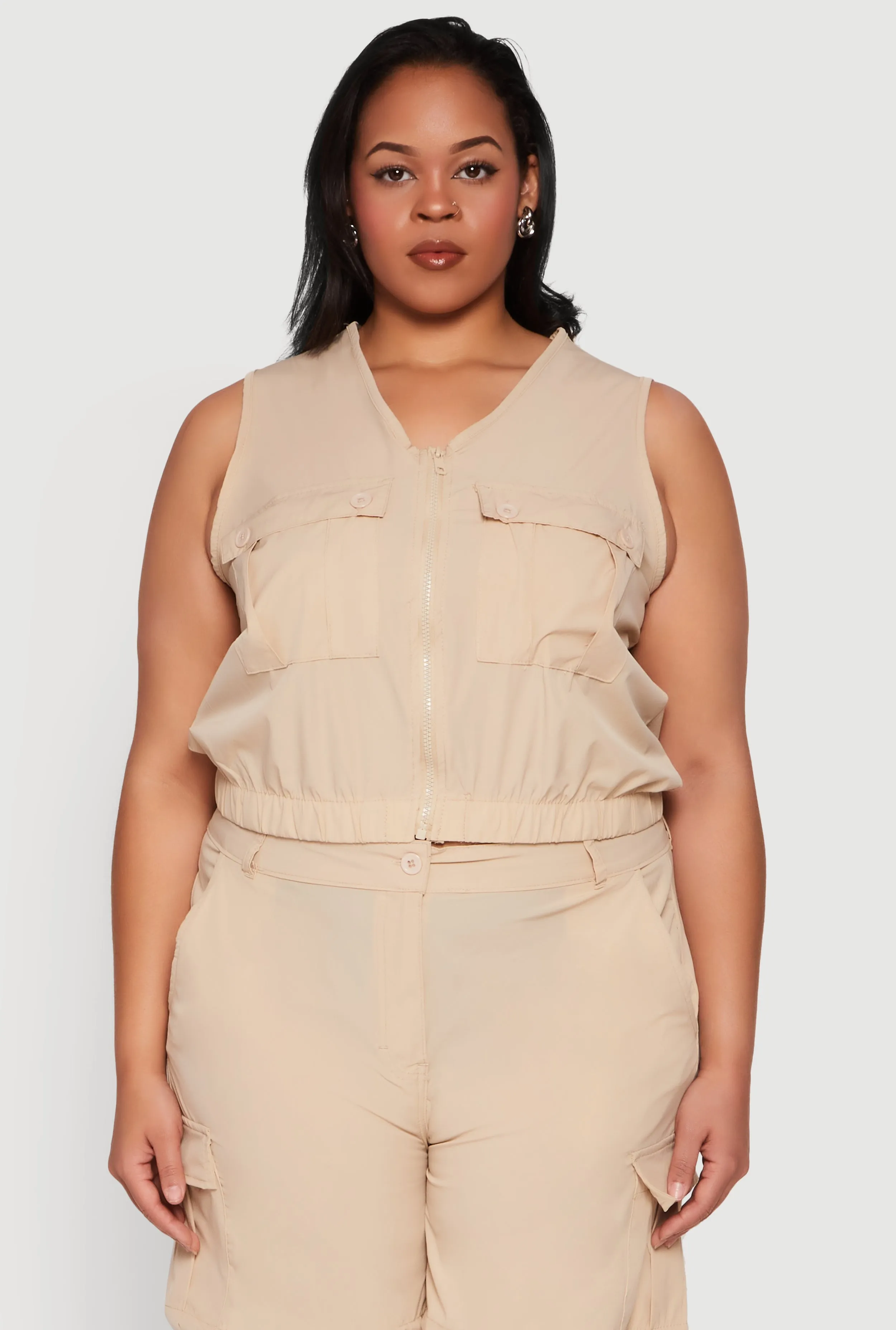 Plus Size Nylon Utility Zip Front Vest sold by Rainbow
