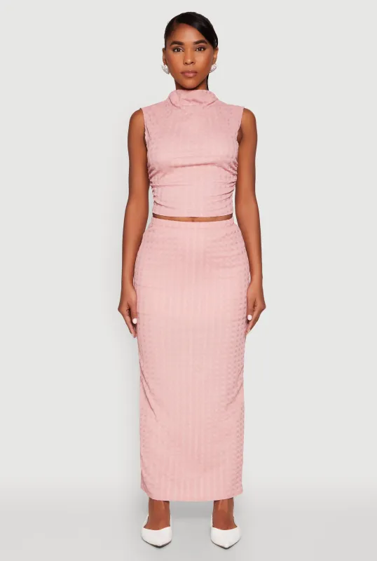 Textured Knit High Waisted Maxi Skirt sold by Rainbow