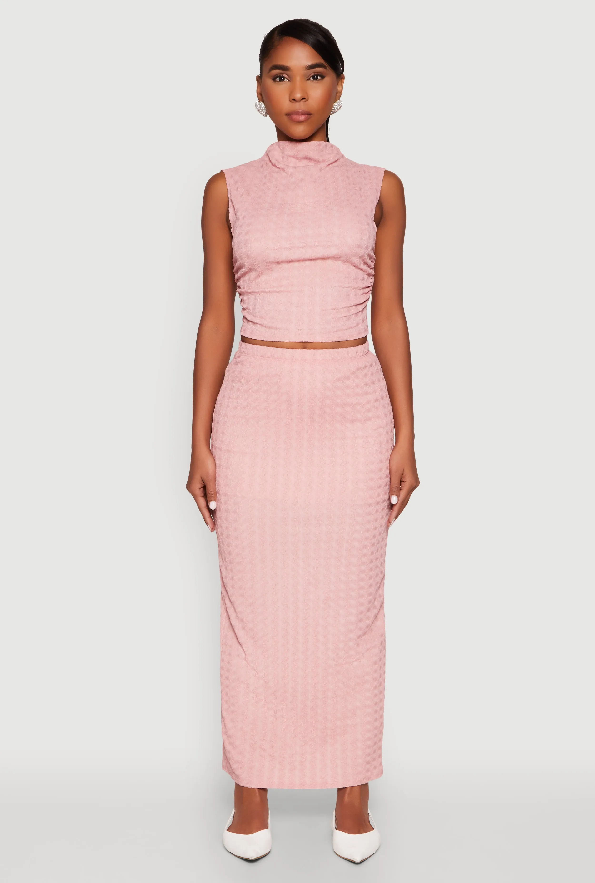 Textured Knit High Waisted Maxi Skirt sold by Rainbow