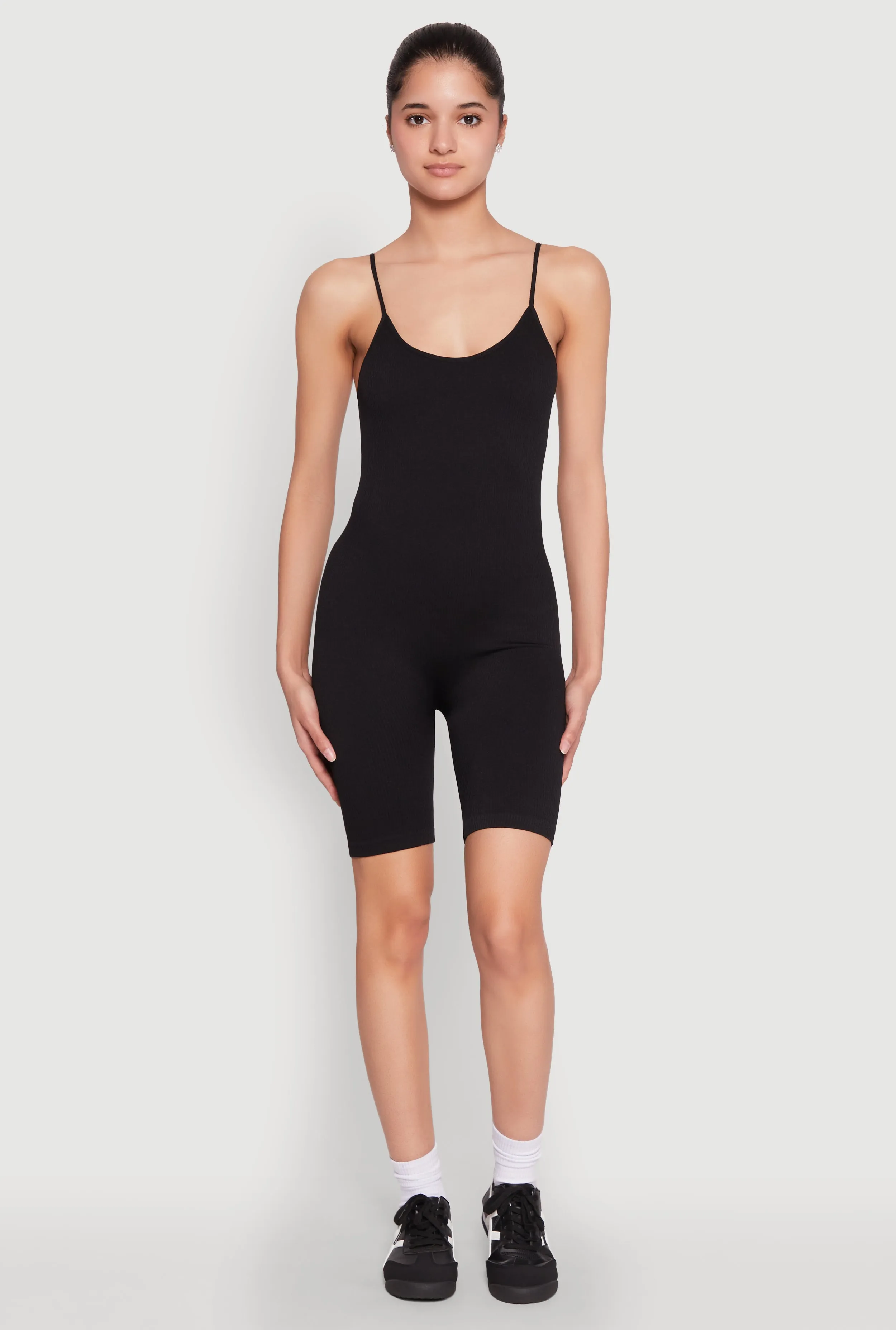 Rib Knit Scoop Neck Cami Romper sold by Rainbow product image thumbnail 2