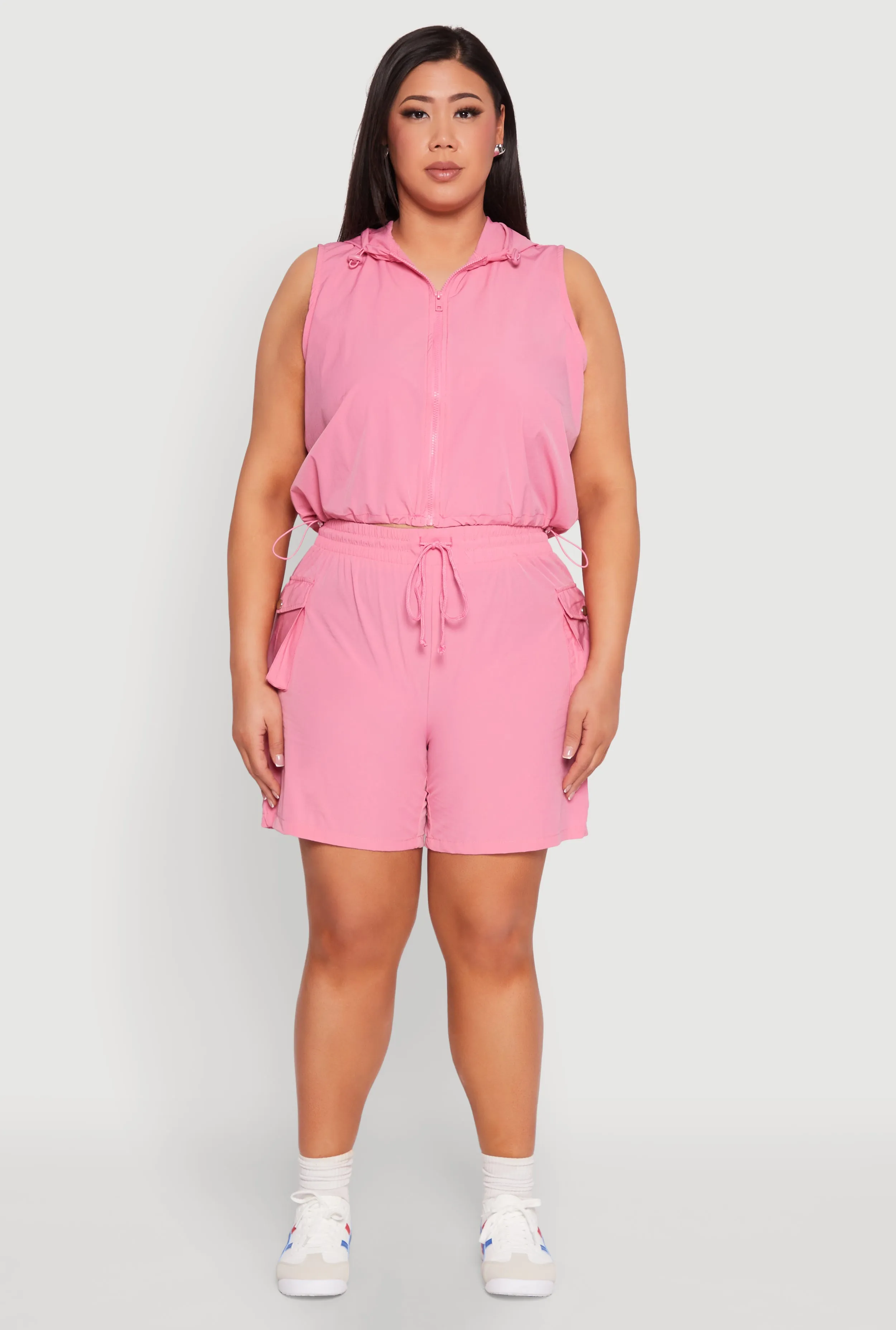 Plus Size Nylon Sleeveless Zip Front Hooded Top sold by Rainbow product image thumbnail 2