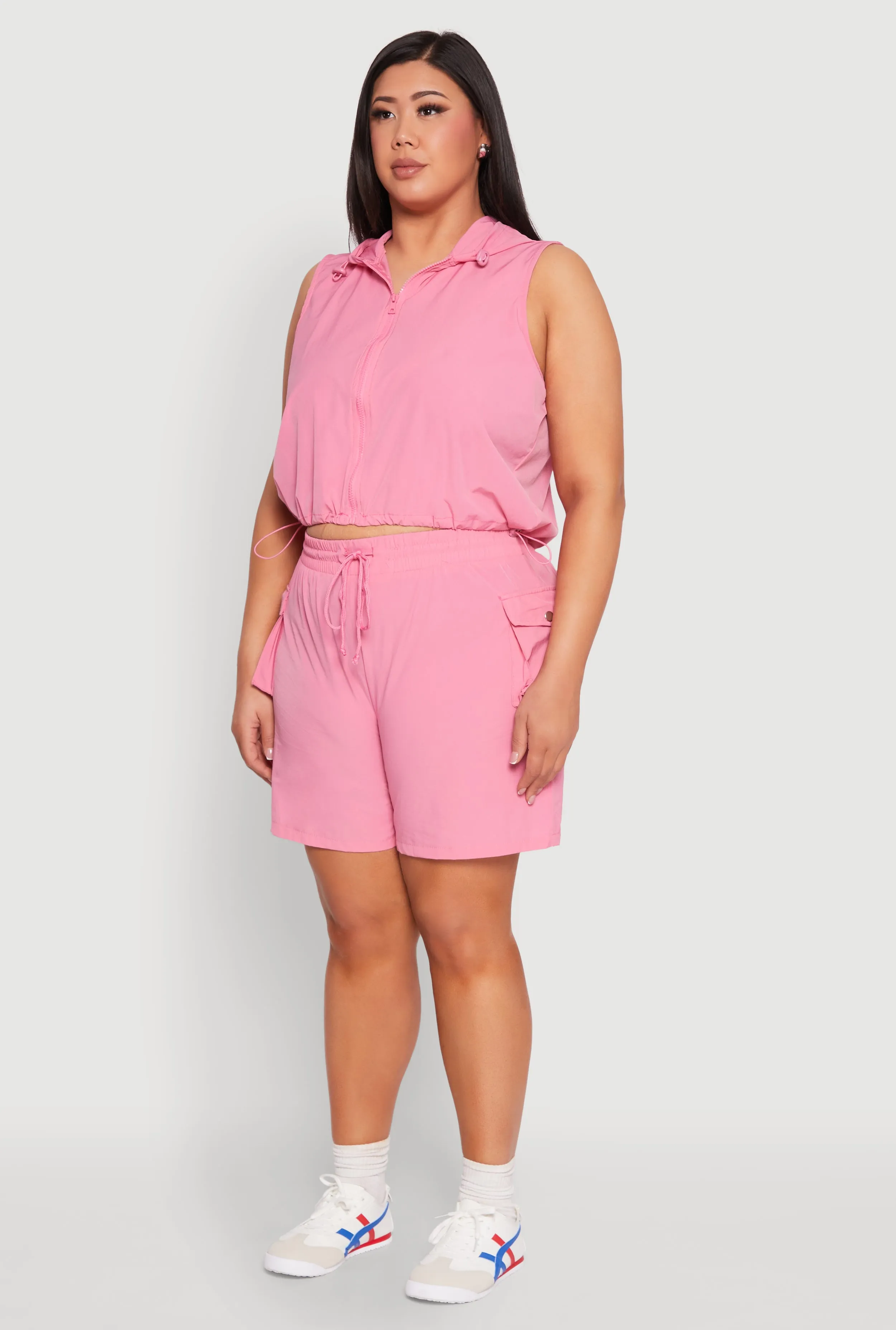 Plus Size Nylon Sleeveless Zip Front Hooded Top sold by Rainbow product image thumbnail 5