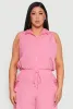 Plus Size Nylon Sleeveless Zip Front Hooded Top sold by Rainbow