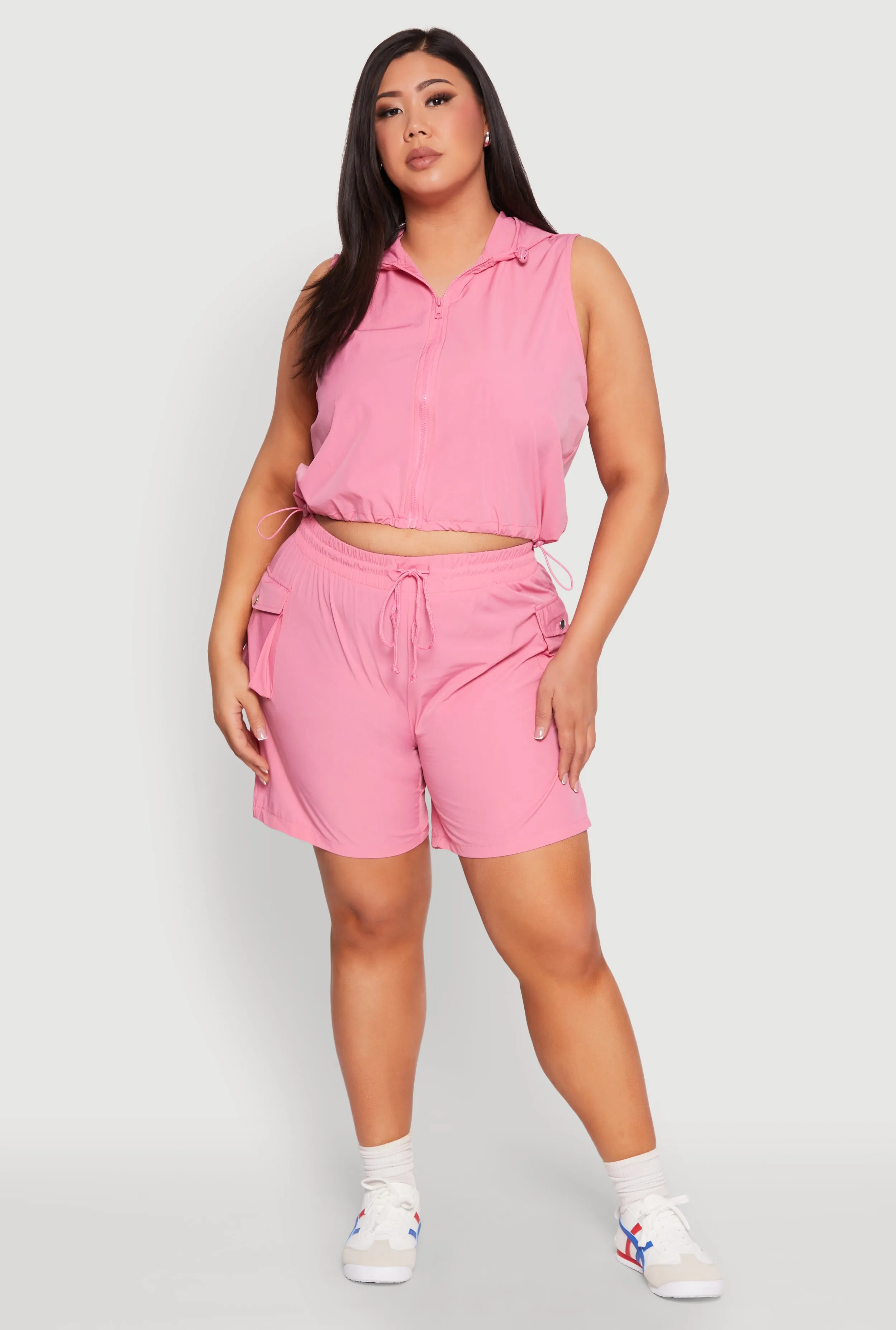 Plus Size Nylon Sleeveless Zip Front Hooded Top sold by Rainbow product image thumbnail 3