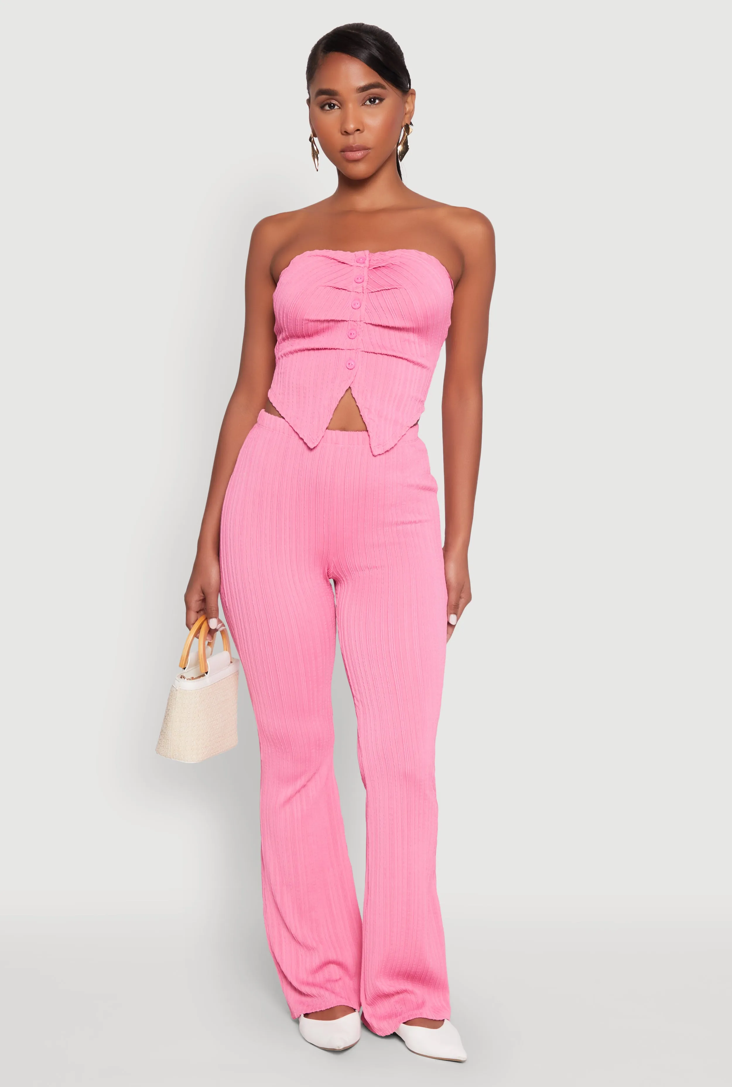 High Waisted Flared Rib Knit Pants sold by Rainbow product image thumbnail 2