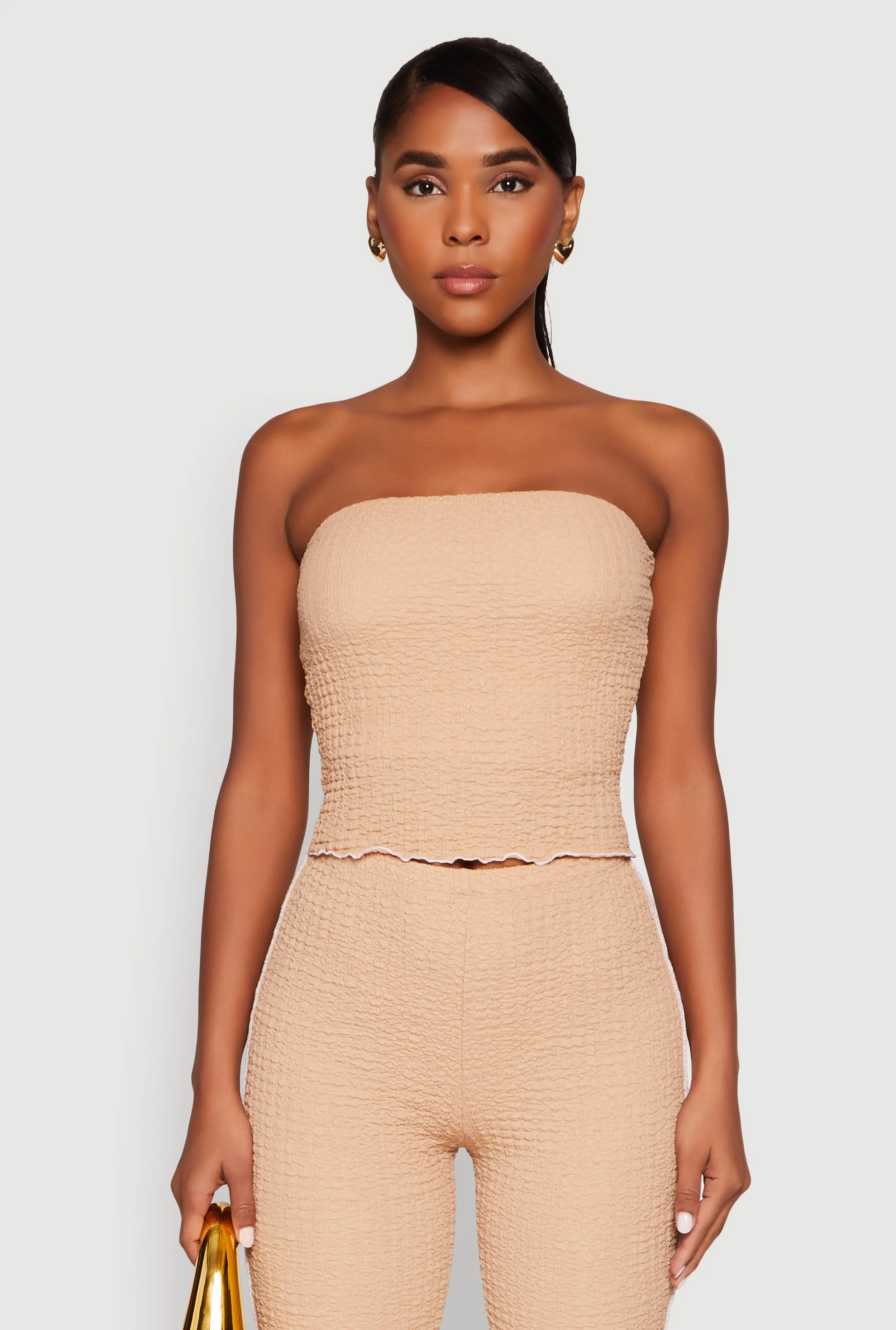 Contrast Trim Cropped Tube Top sold by Rainbow