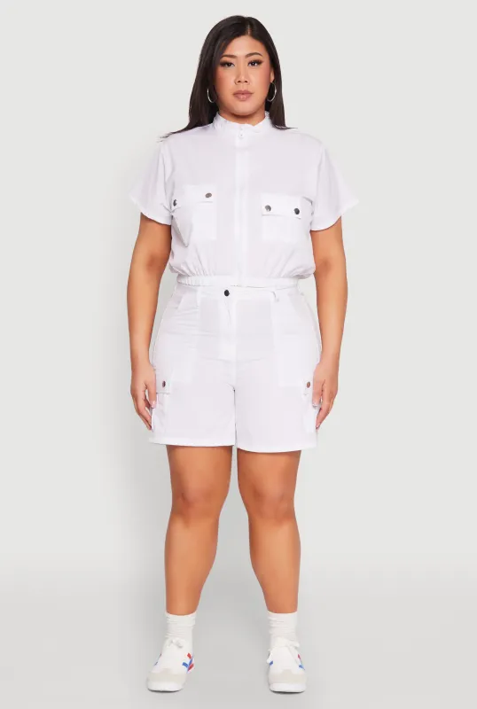 Plus Size Nylon High Waist Cargo Shorts sold by Rainbow