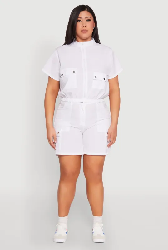 Plus Size High Waisted Cargo Pocket Shorts sold by Rainbow