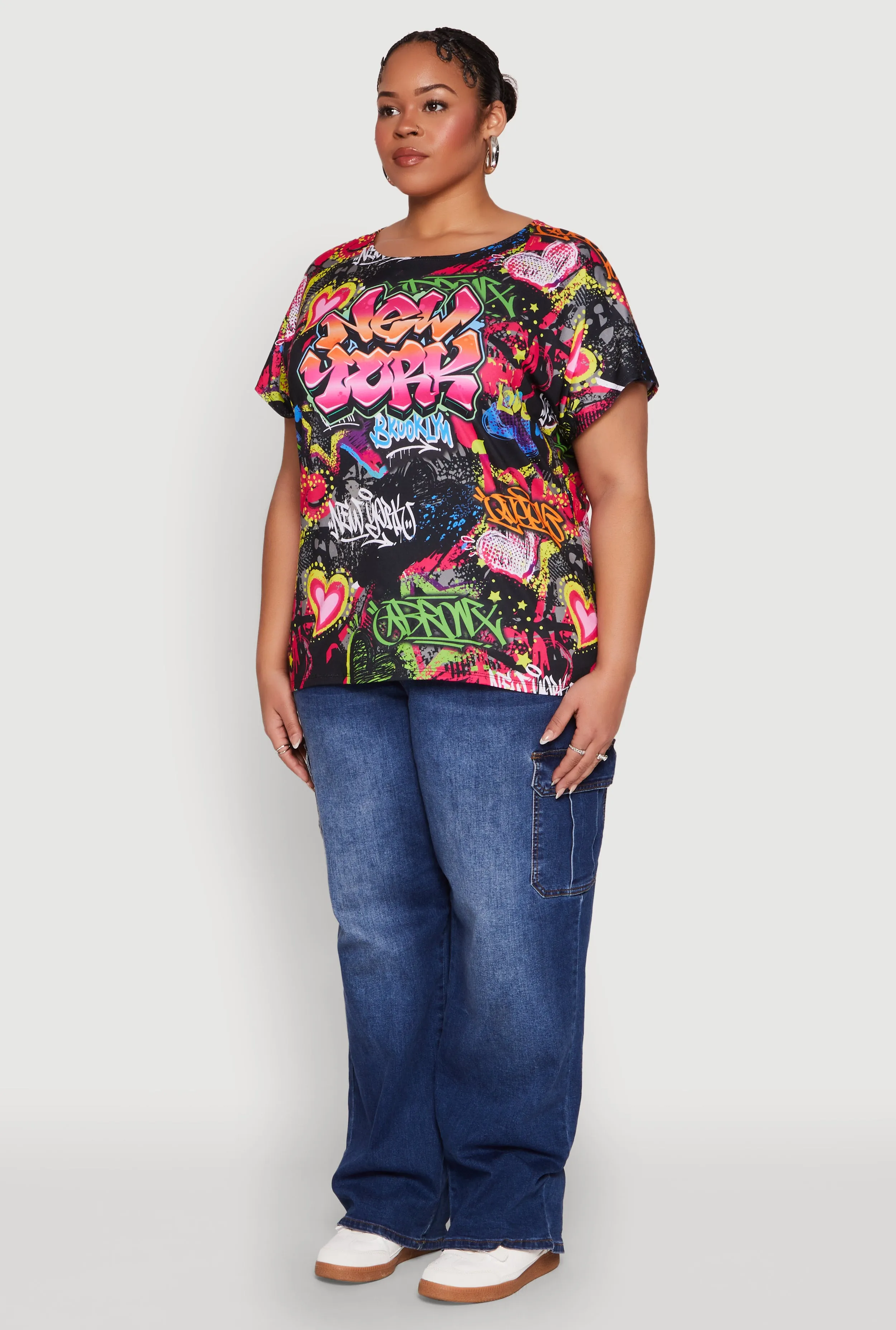 Plus Size New York Graffiti Print Tee sold by Rainbow product image thumbnail 5