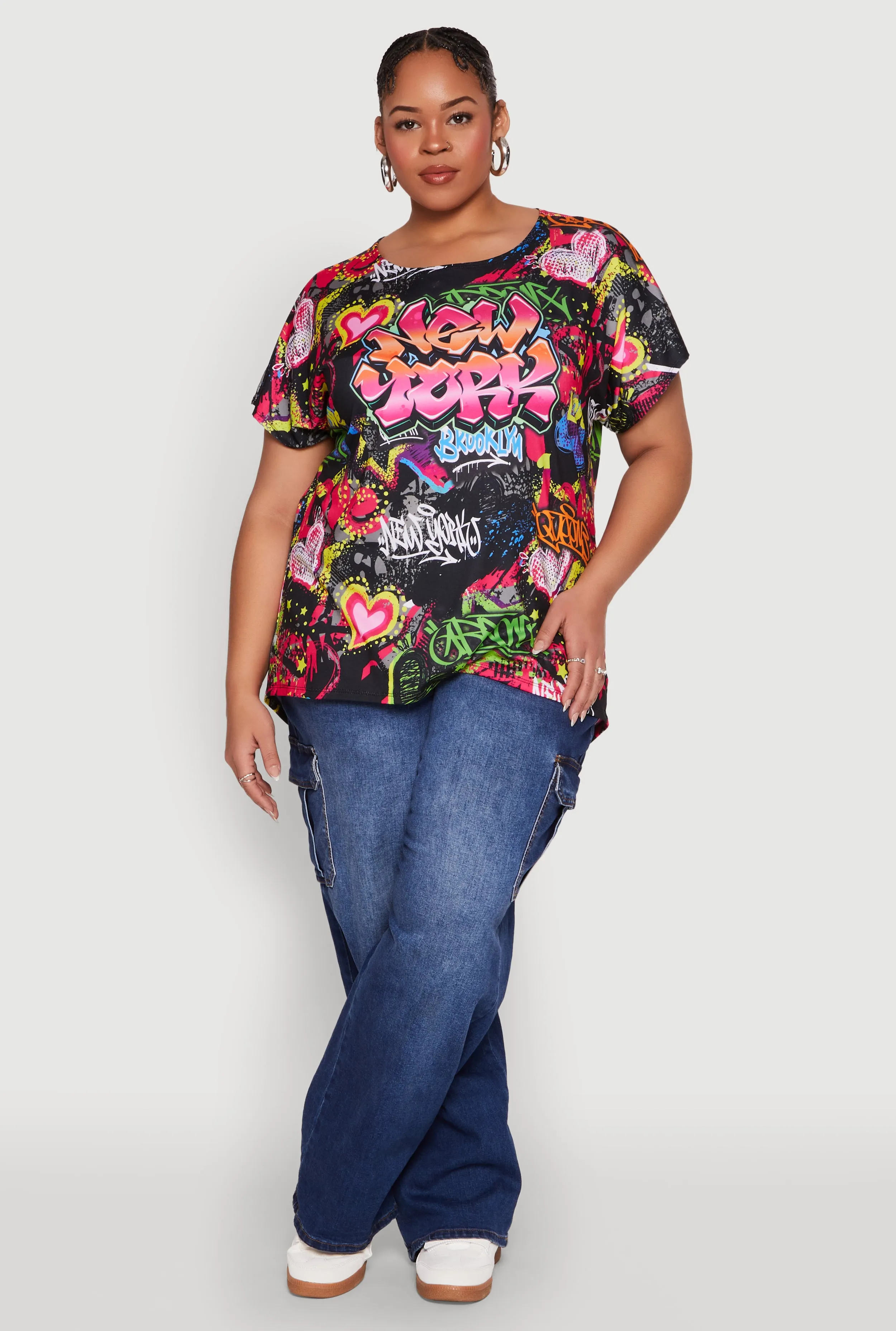 Plus Size New York Graffiti Print Tee sold by Rainbow