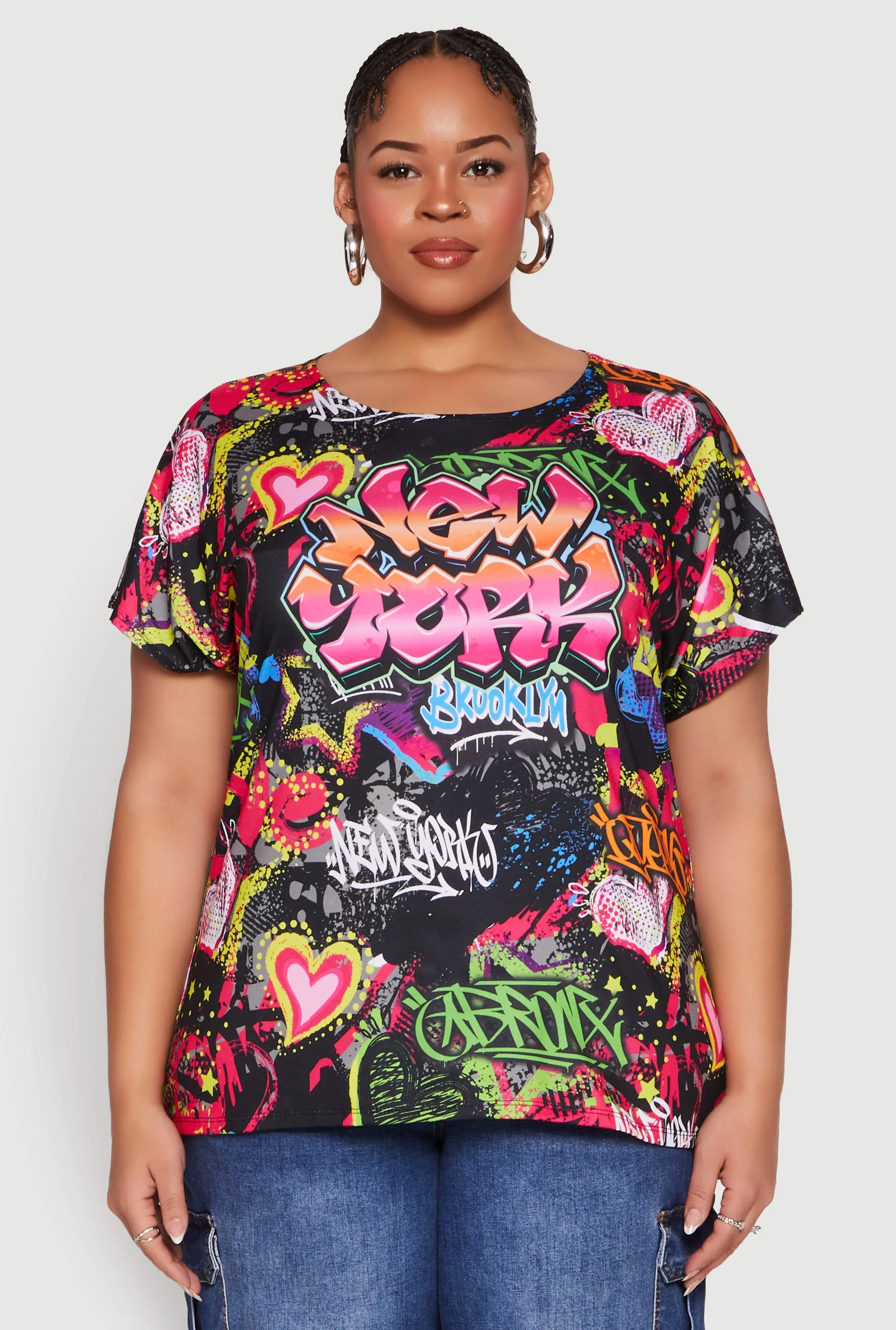 Plus Size New York Graffiti Print Tee sold by Rainbow product image thumbnail 2