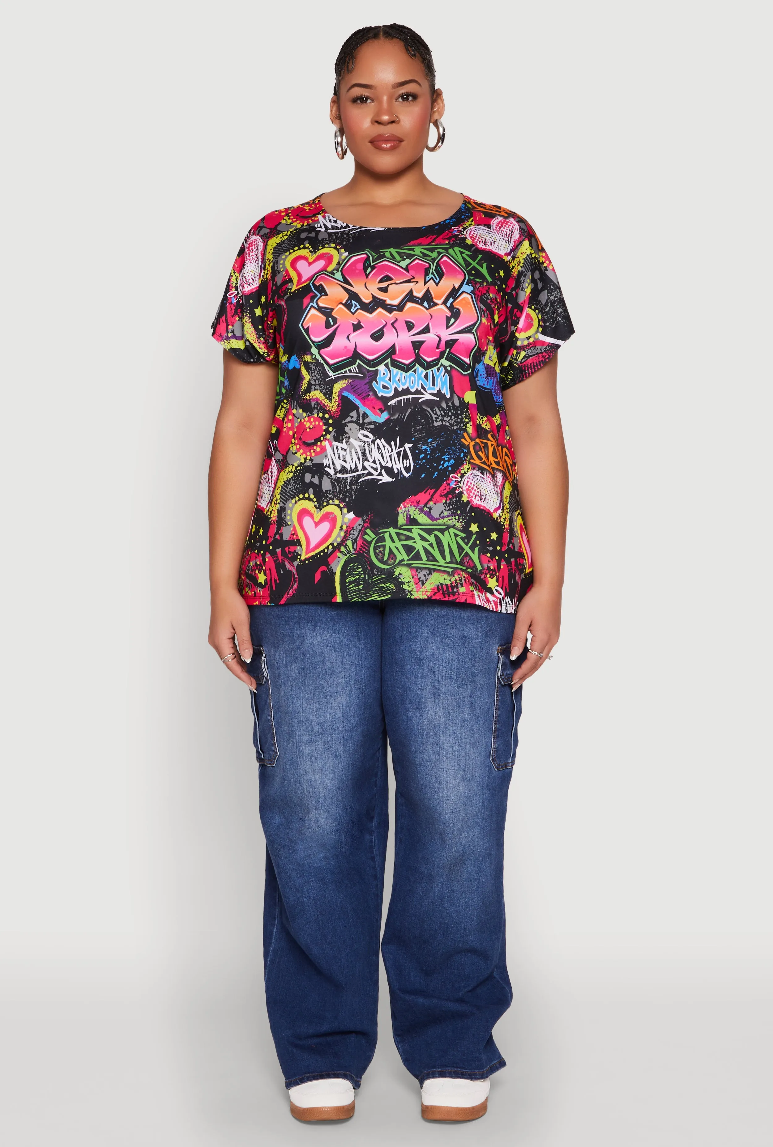 Plus Size New York Graffiti Print Tee sold by Rainbow product image thumbnail 3