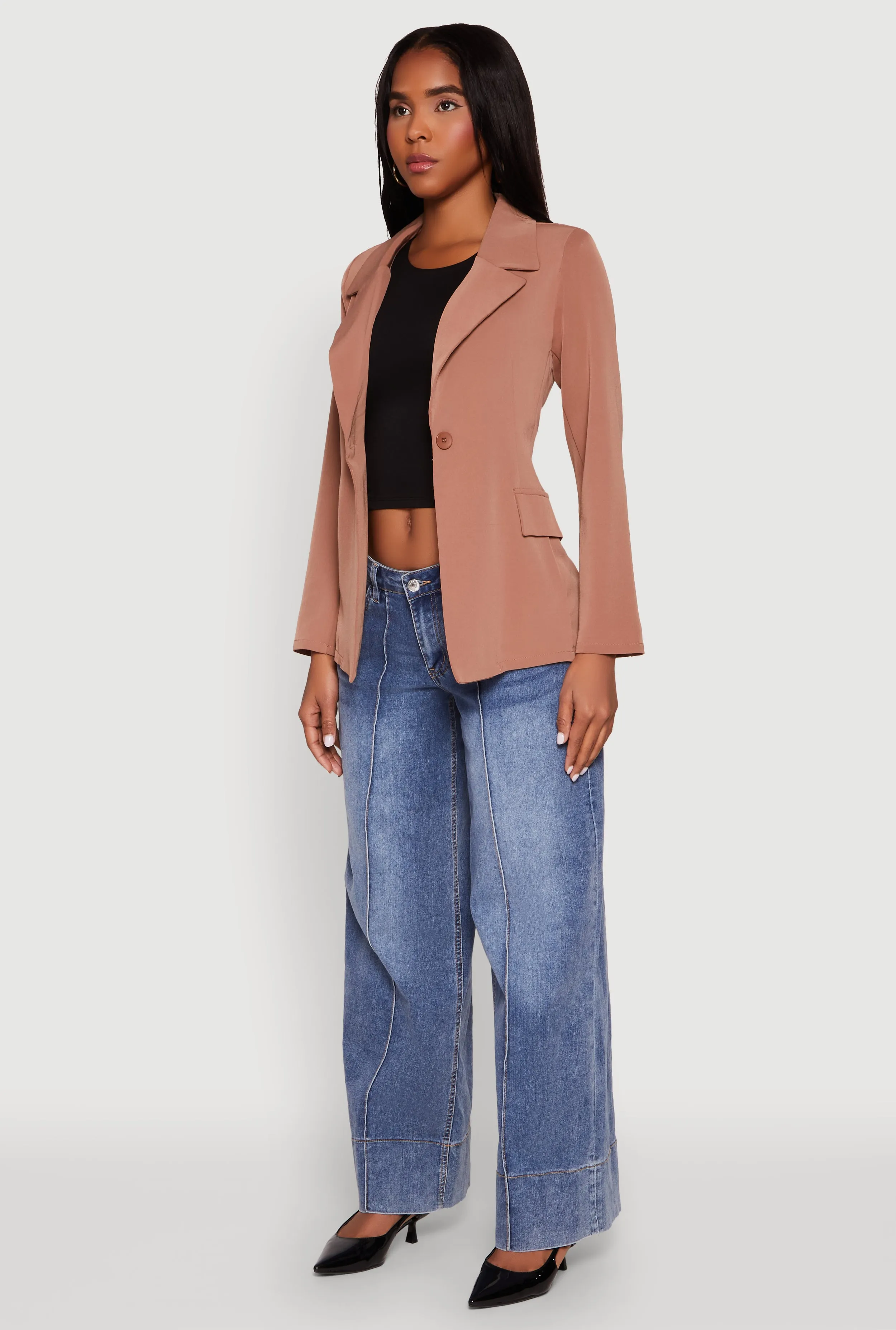 Padded Shoulder One Button Blazer sold by Rainbow product image thumbnail 5