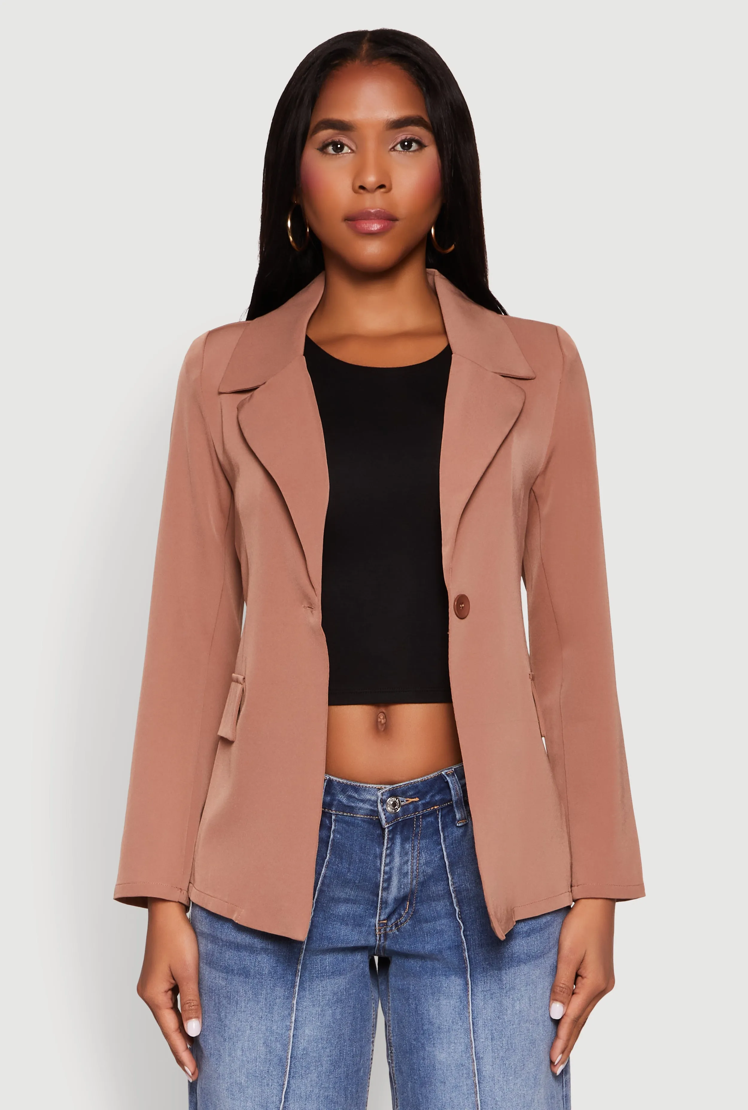 Padded Shoulder One Button Blazer sold by Rainbow product image thumbnail 2