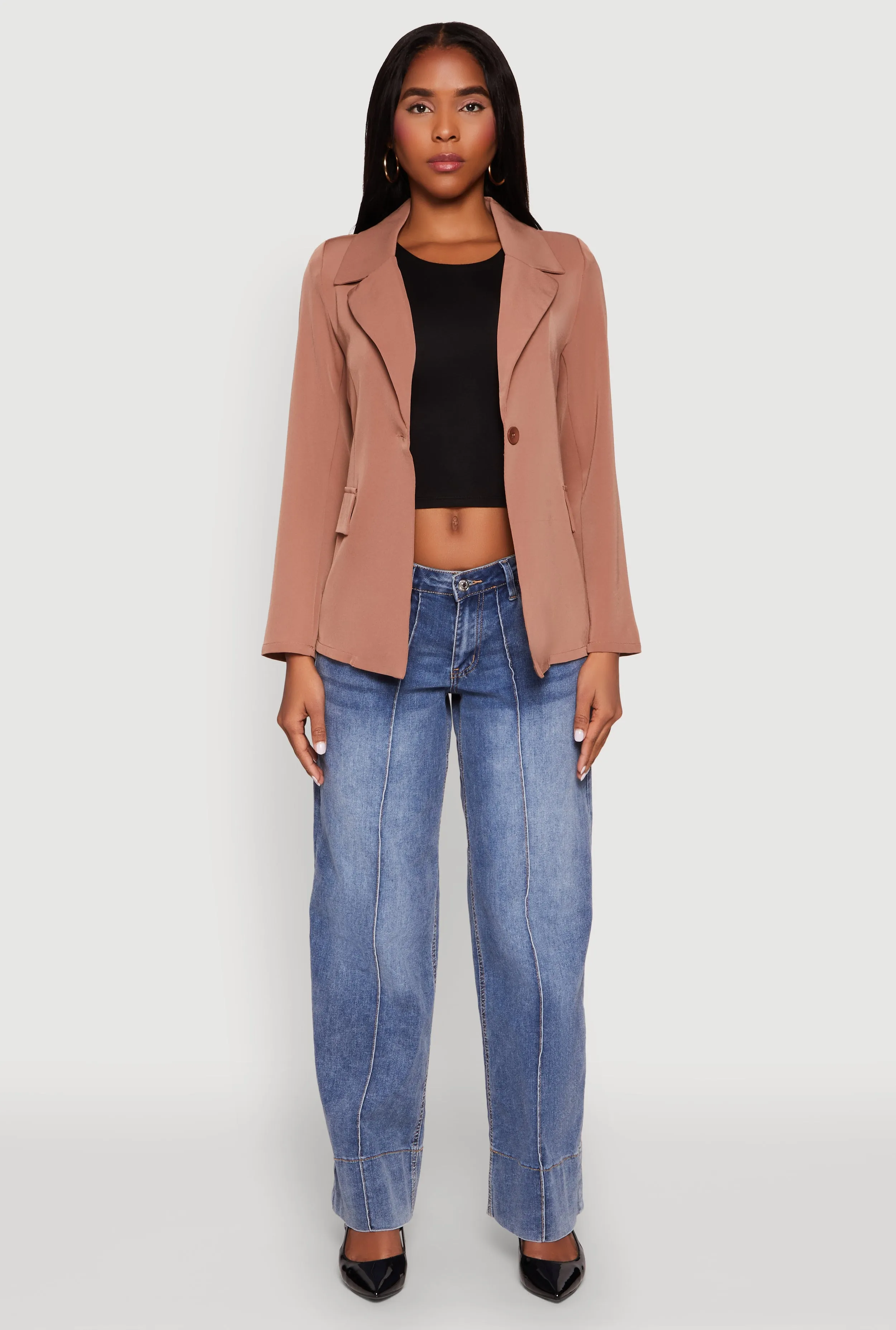 Padded Shoulder One Button Blazer sold by Rainbow product image thumbnail 3