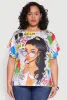 Plus Size Good Vibes Graphic Newspaper Print Tee sold by Rainbow