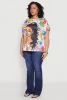 Plus Size Good Vibes Graphic Newspaper Print Tee sold by Rainbow