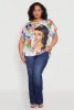 Plus Size Good Vibes Graphic Newspaper Print Tee sold by Rainbow