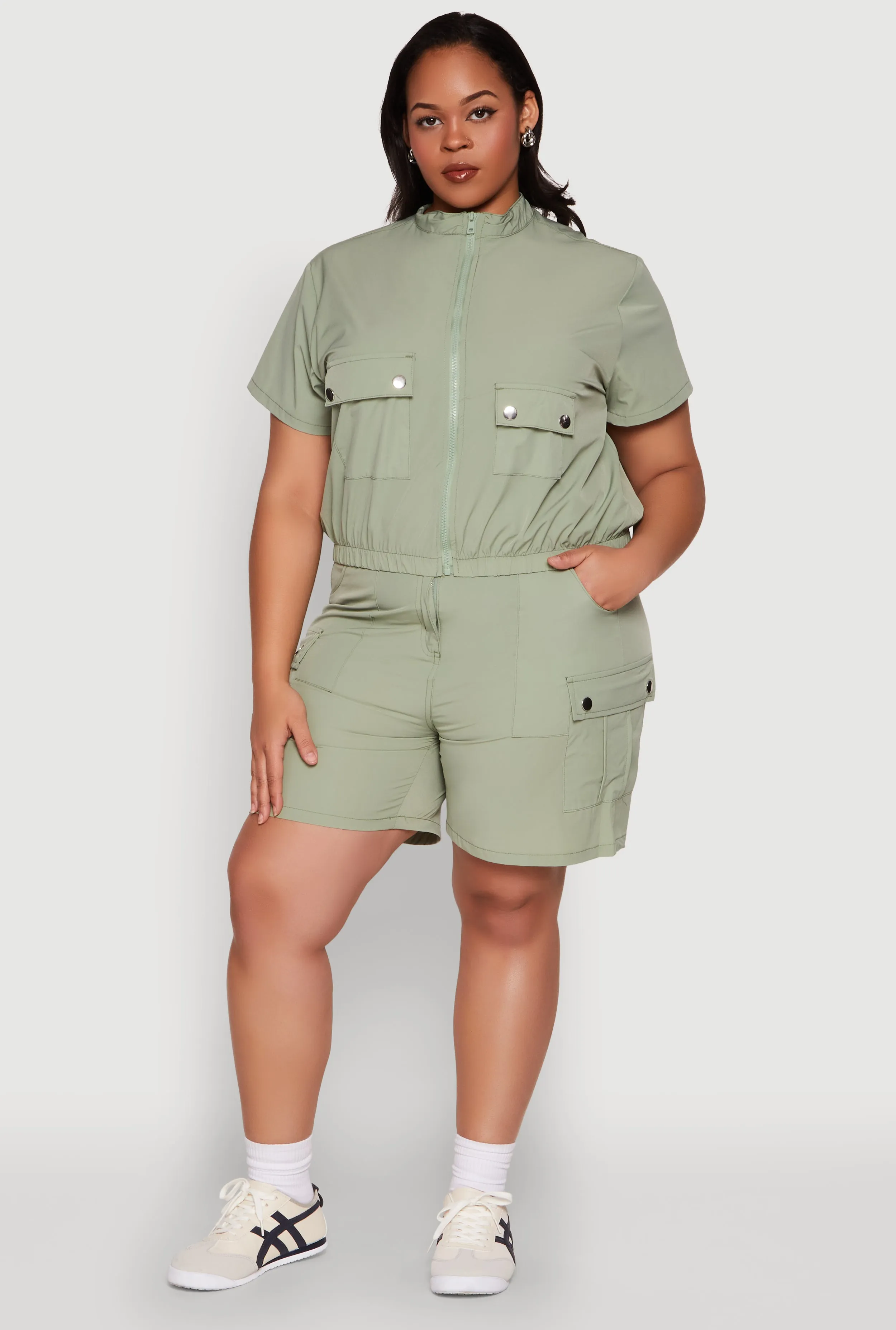 Plus Size Nylon Utility Zip Up Top sold by Rainbow product image thumbnail 3