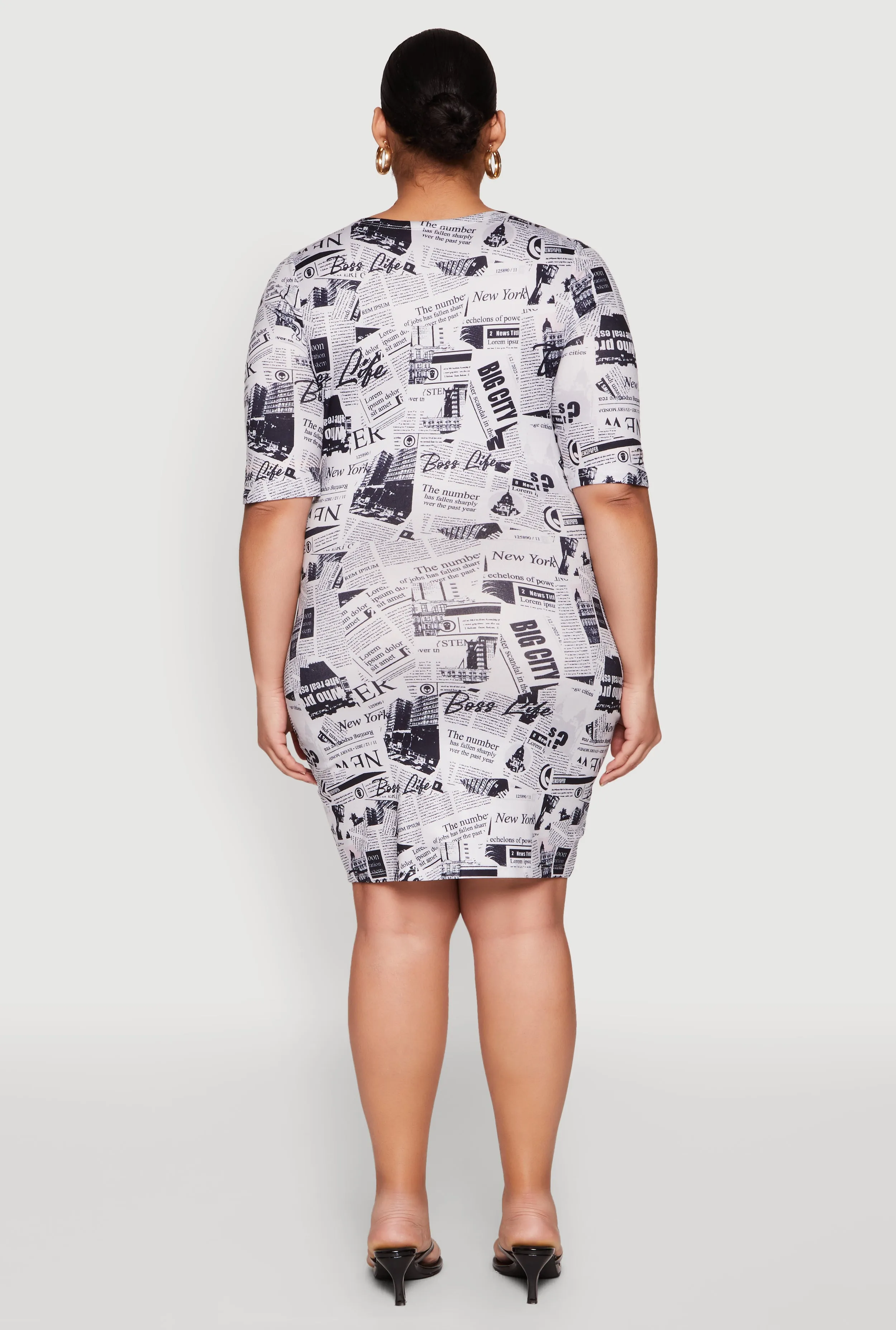 Plus Size Girl Boss Newspaper Print T Shirt Dress sold by Rainbow product image thumbnail 5