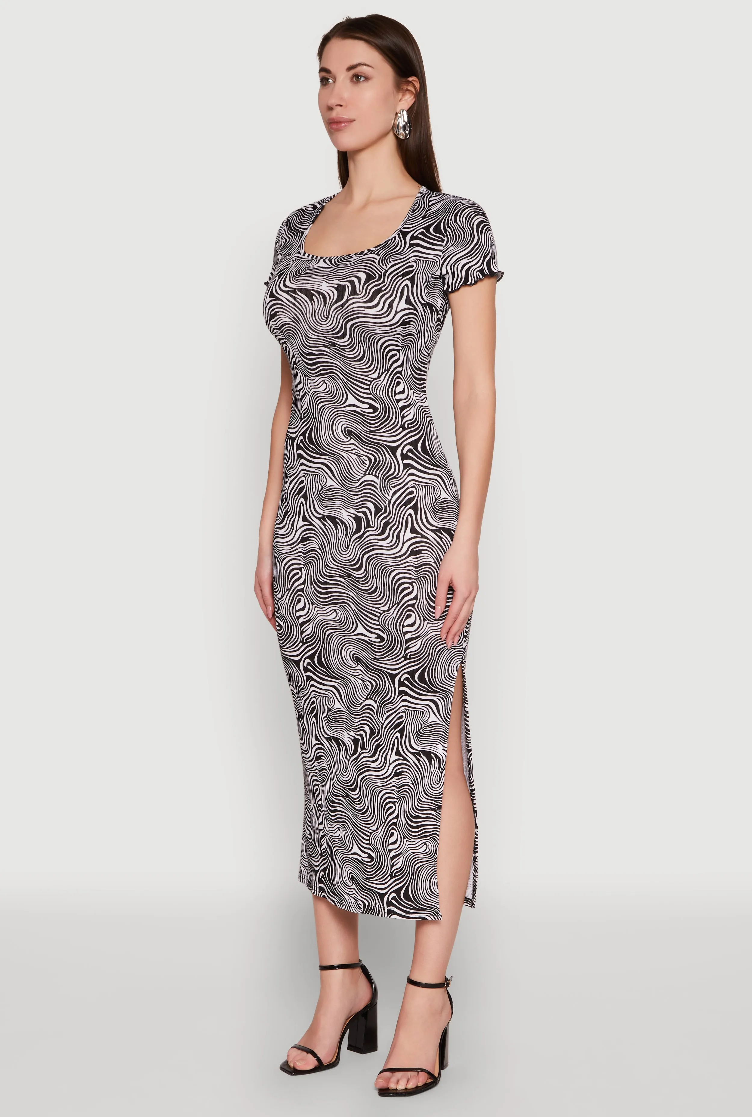 Psychedelic Swirl Print Side Slit Dress sold by Rainbow product image thumbnail 3