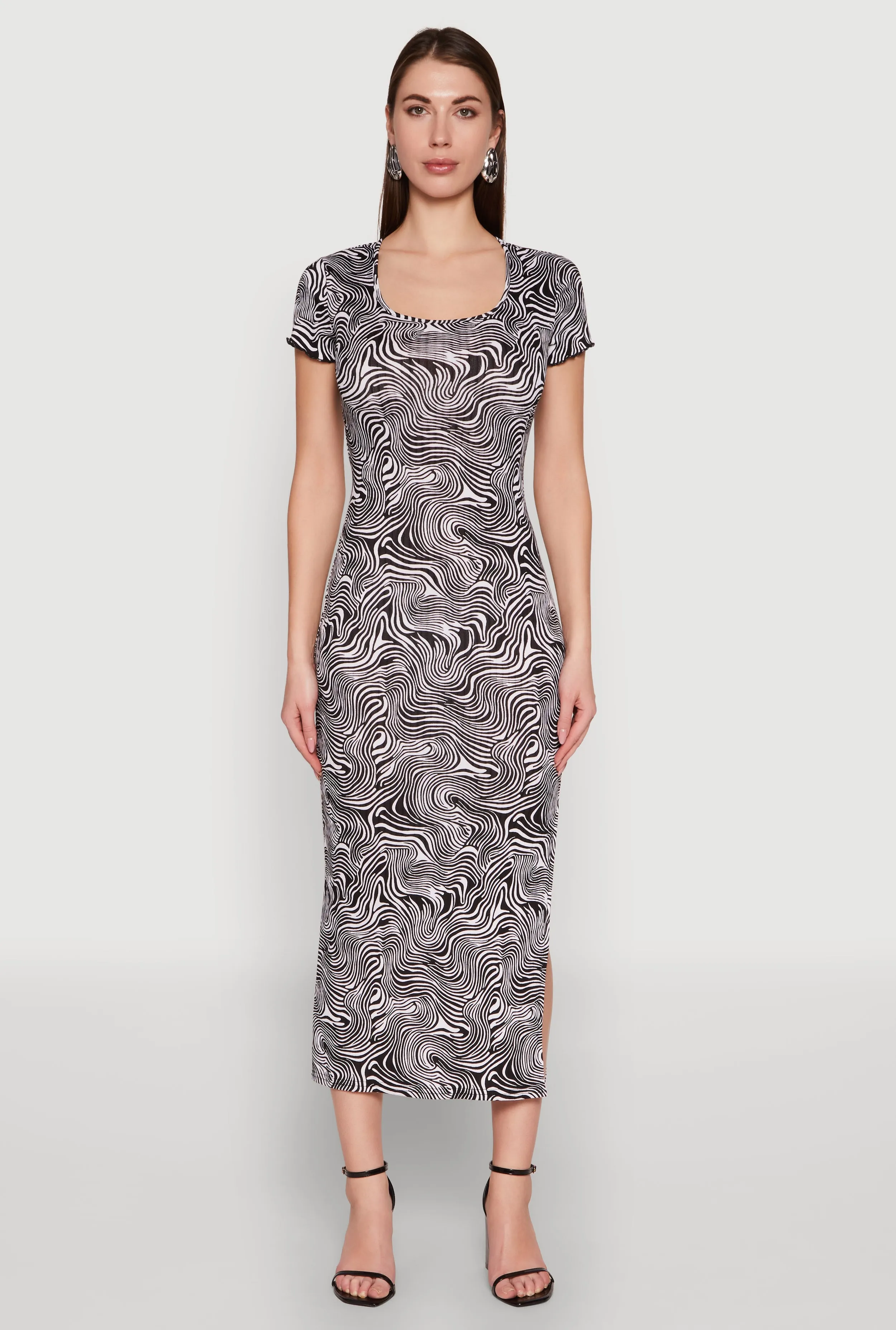 Psychedelic Swirl Print Side Slit Dress sold by Rainbow product image thumbnail 2