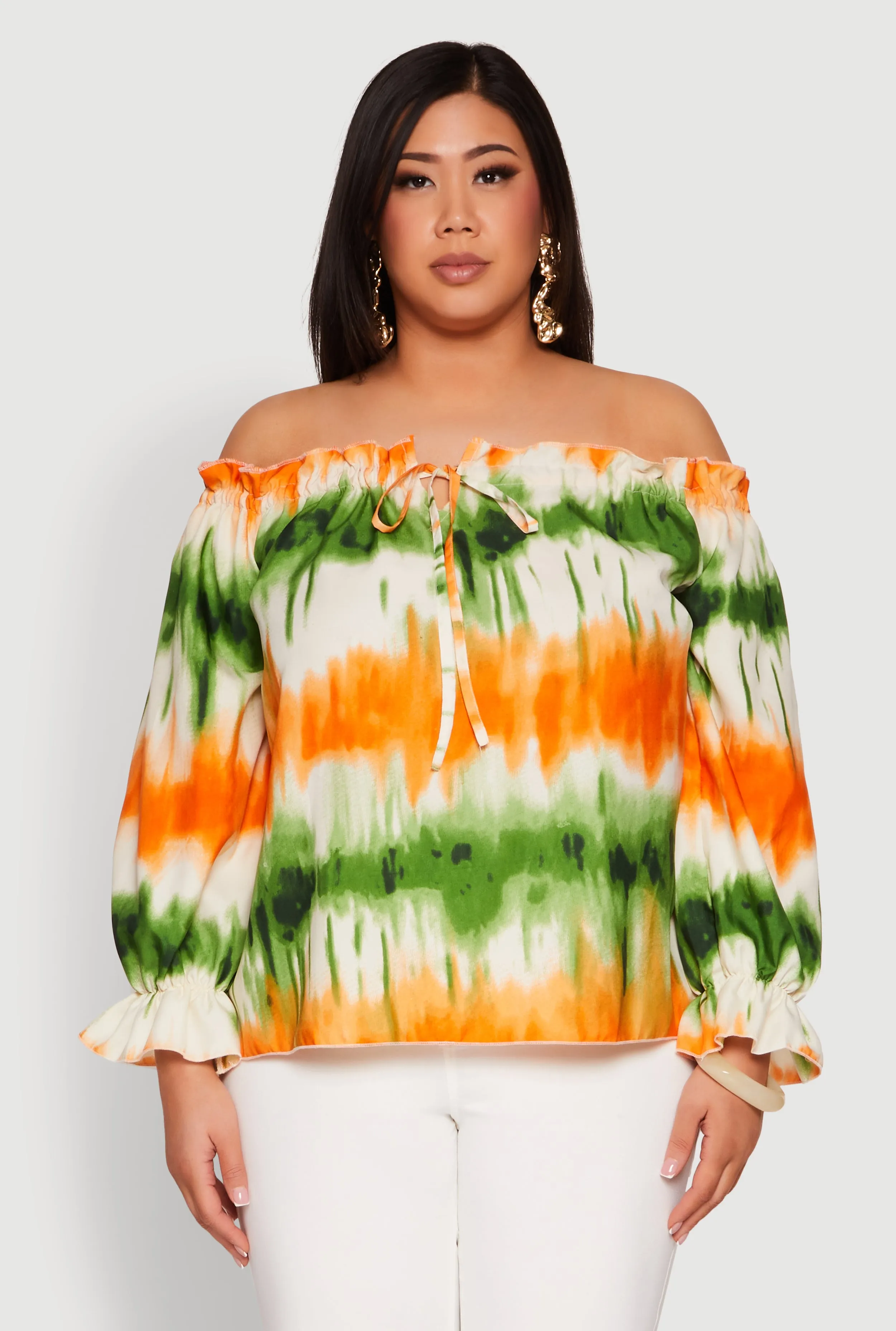 Plus Size Tie Dye Off the Shoulder Blouse sold by Rainbow product image thumbnail 2