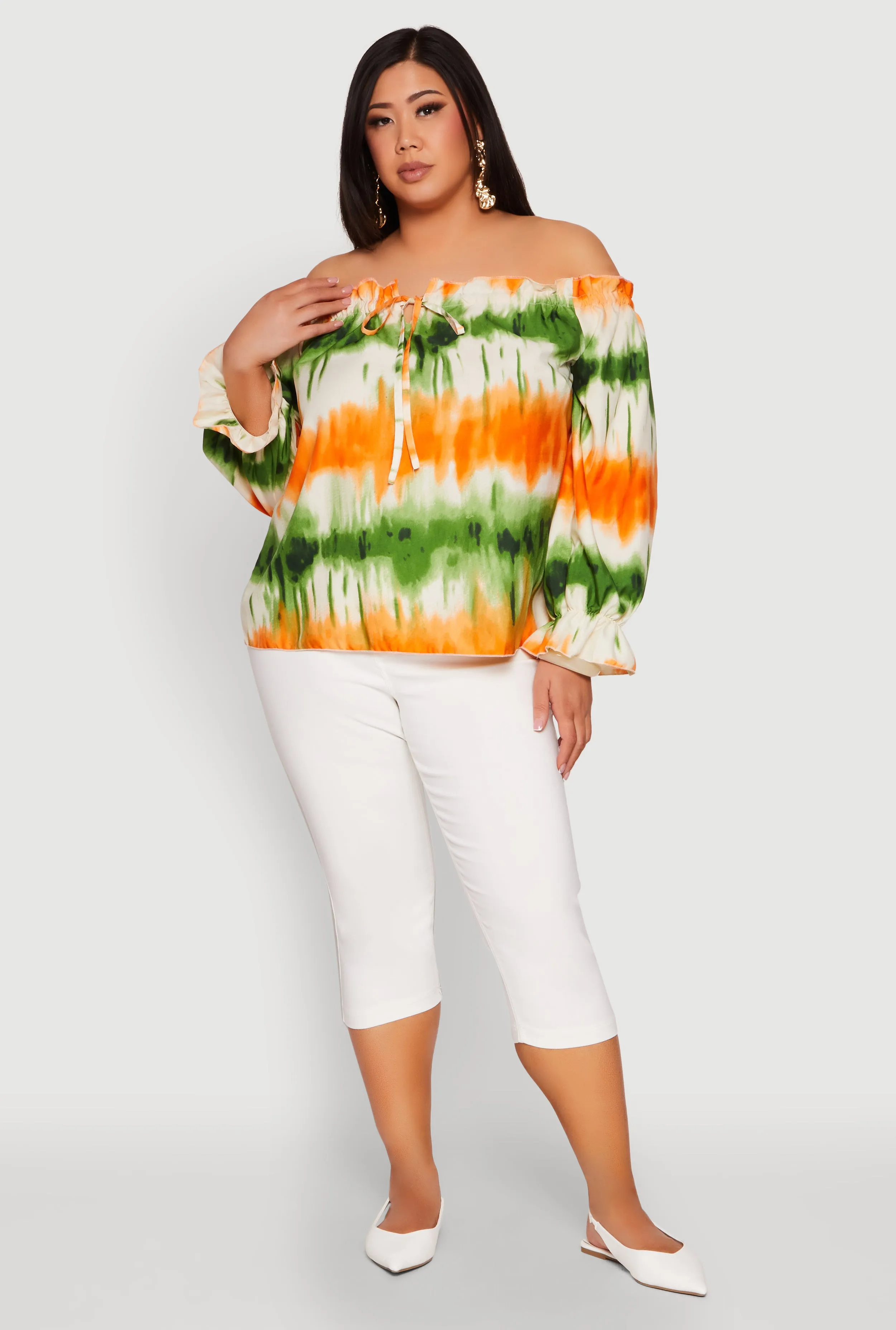 Plus Size Tie Dye Off the Shoulder Blouse sold by Rainbow product image thumbnail 3