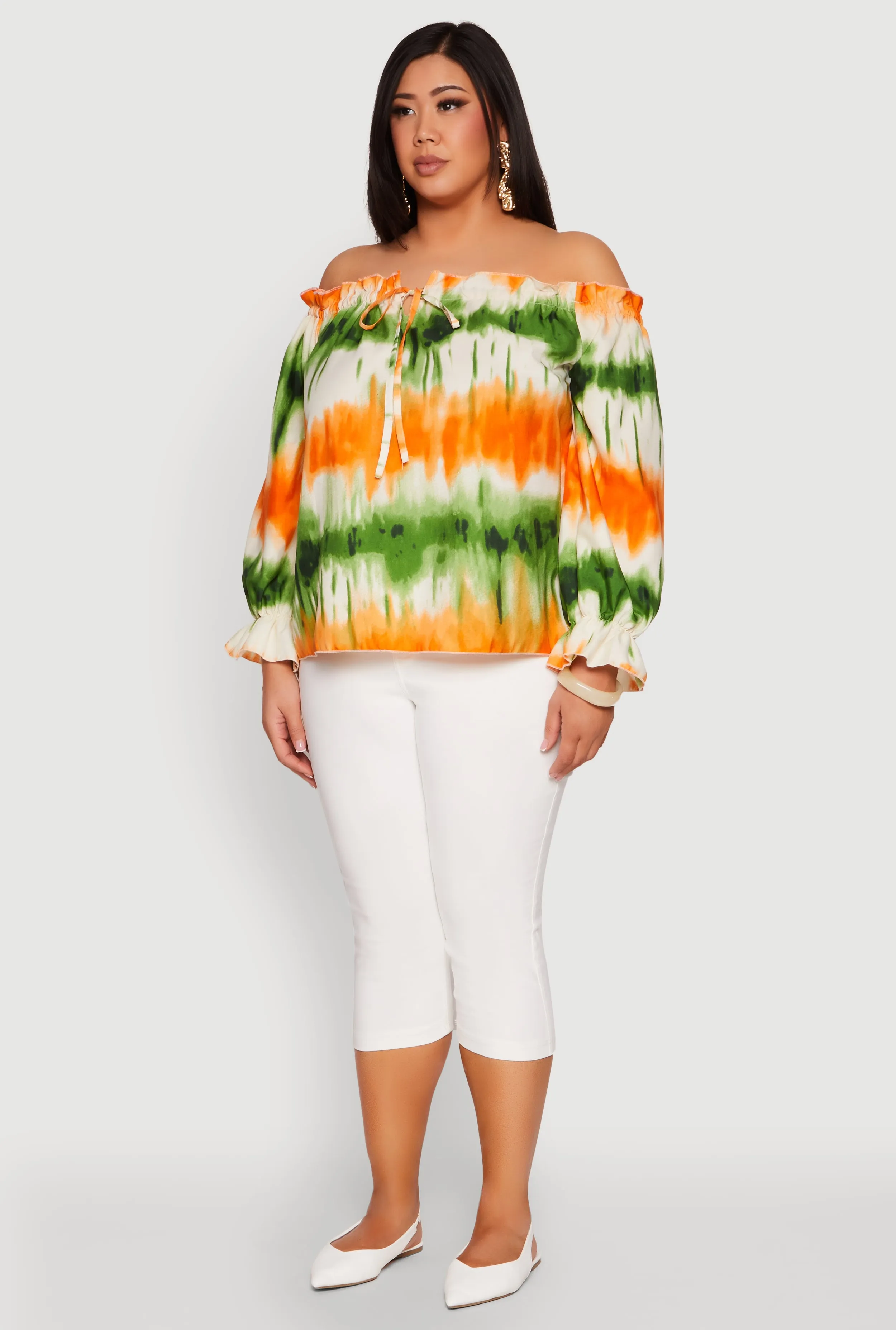Plus Size Tie Dye Off the Shoulder Blouse sold by Rainbow product image thumbnail 5