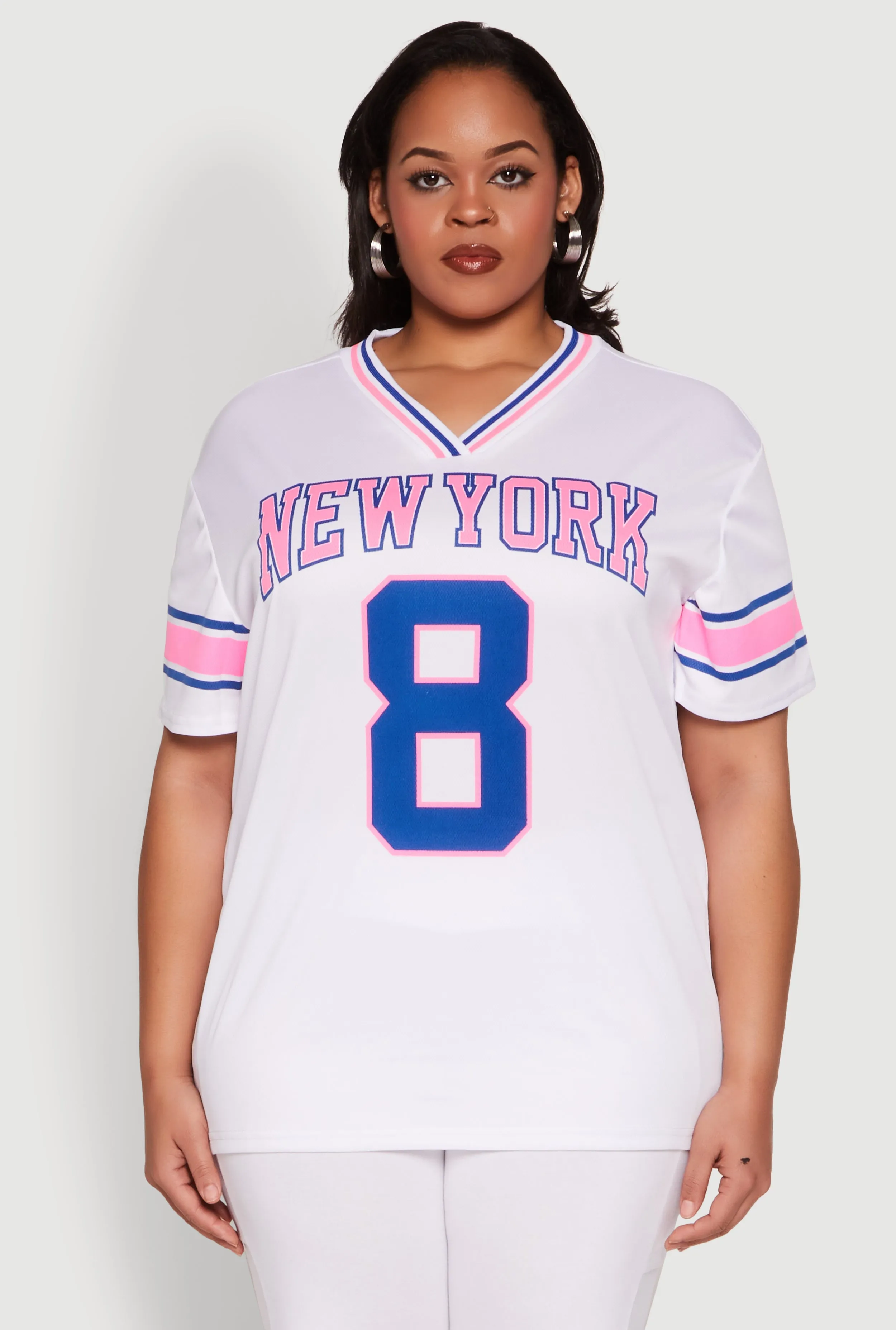 Plus Size Varsity Stripe New York Graphic Jersey sold by Rainbow product image thumbnail 2