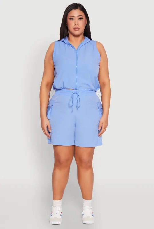 Plus Size Nylon Drawstring Cargo Shorts sold by Rainbow