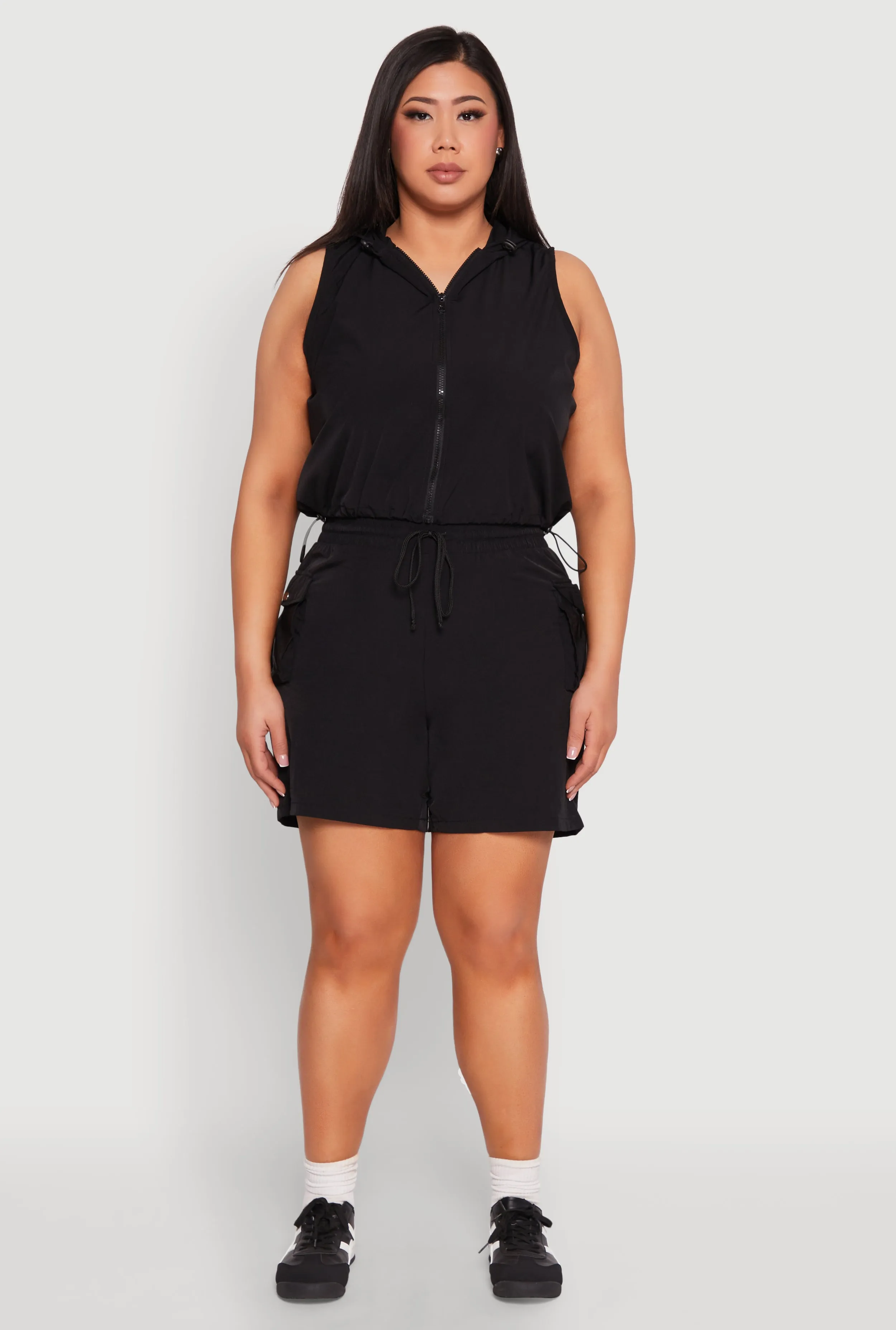 Plus Size Nylon Sleeveless Zip Front Hooded Top sold by Rainbow product image thumbnail 2