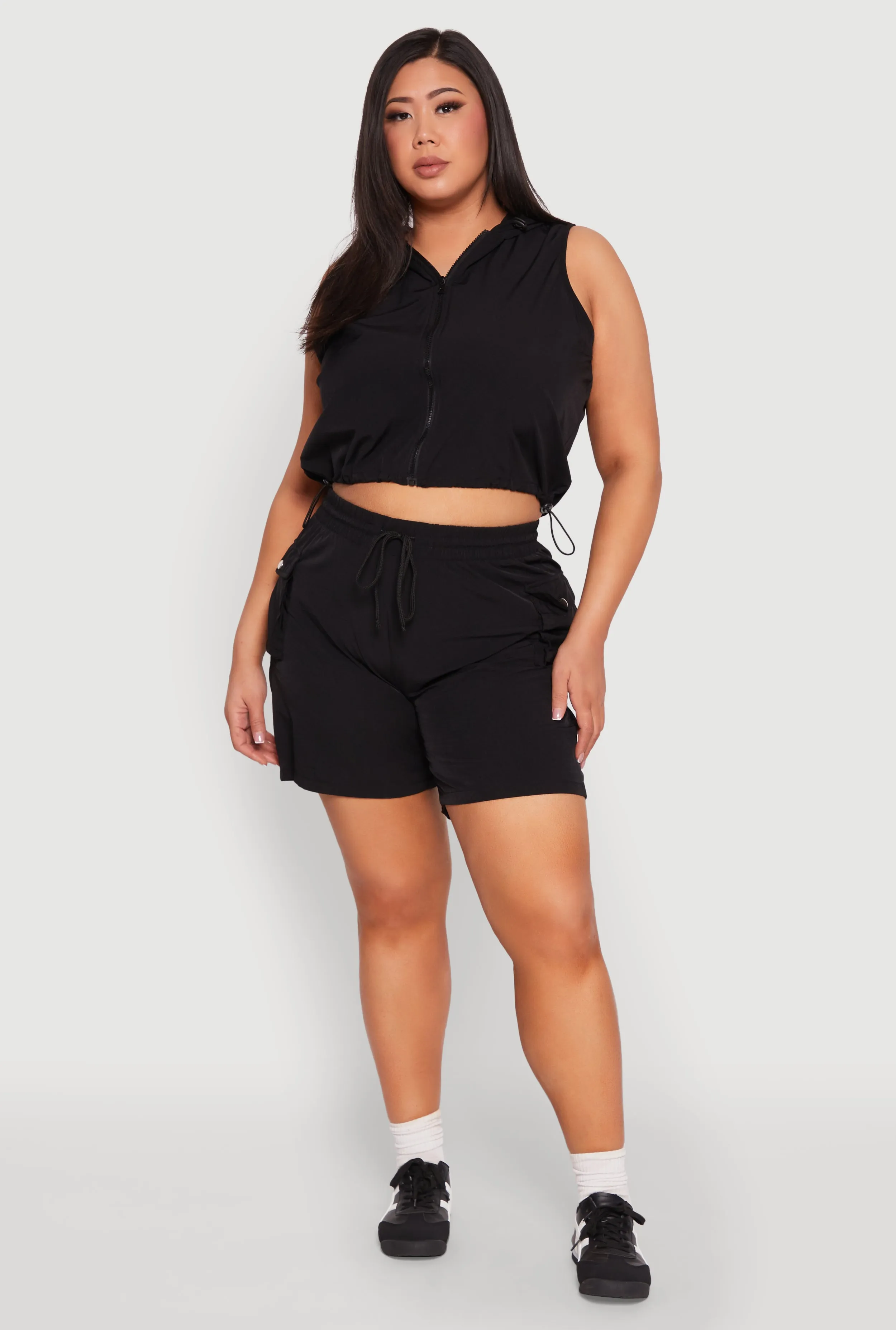 Plus Size Nylon Sleeveless Zip Front Hooded Top sold by Rainbow product image thumbnail 3