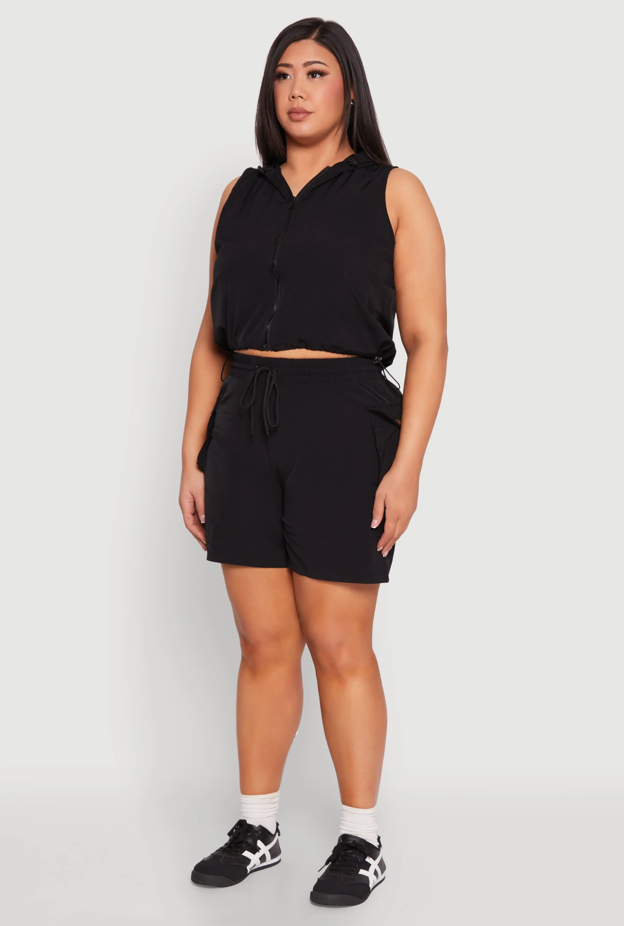 Plus Size Nylon Sleeveless Zip Front Hooded Top sold by Rainbow product image thumbnail 5