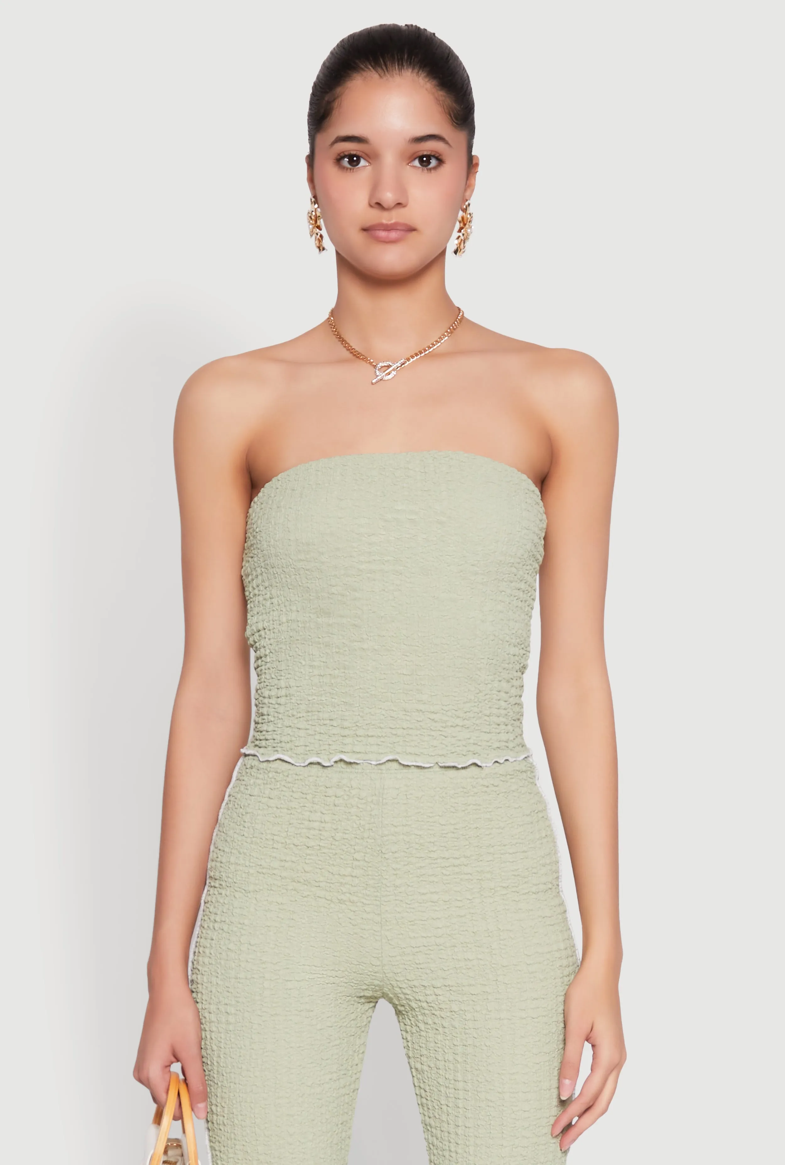 Contrast Trim Cropped Tube Top sold by Rainbow