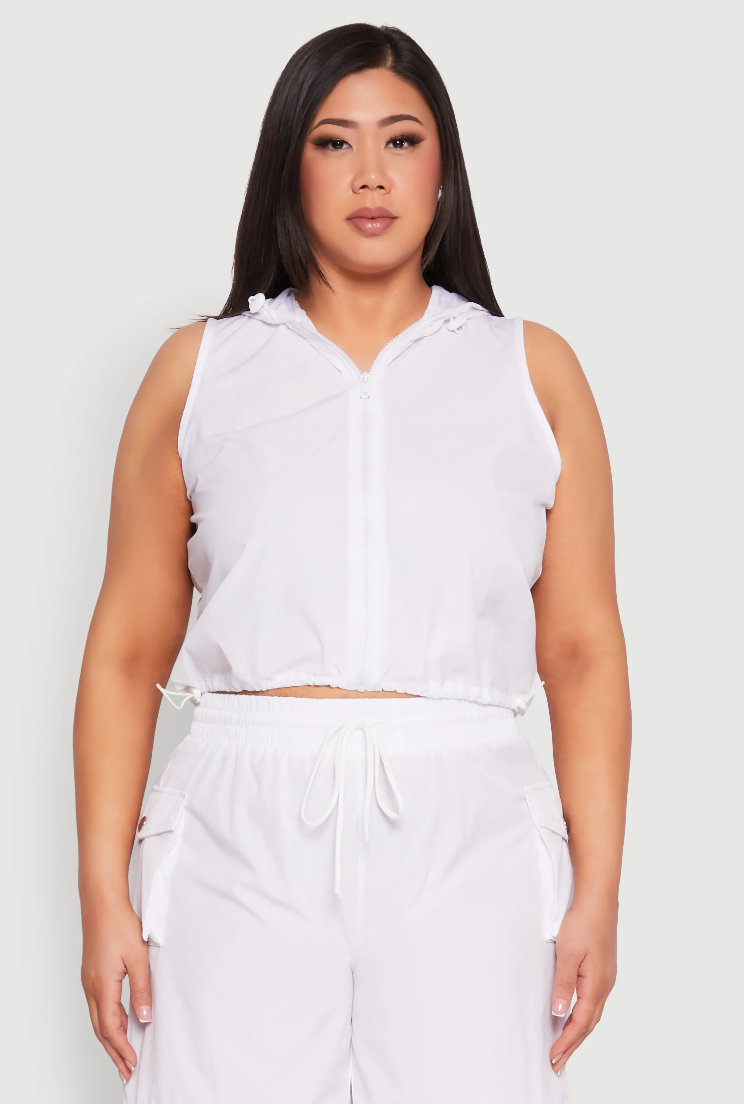 Plus Size Toggle Drawstring Hem Crop Top sold by Rainbow