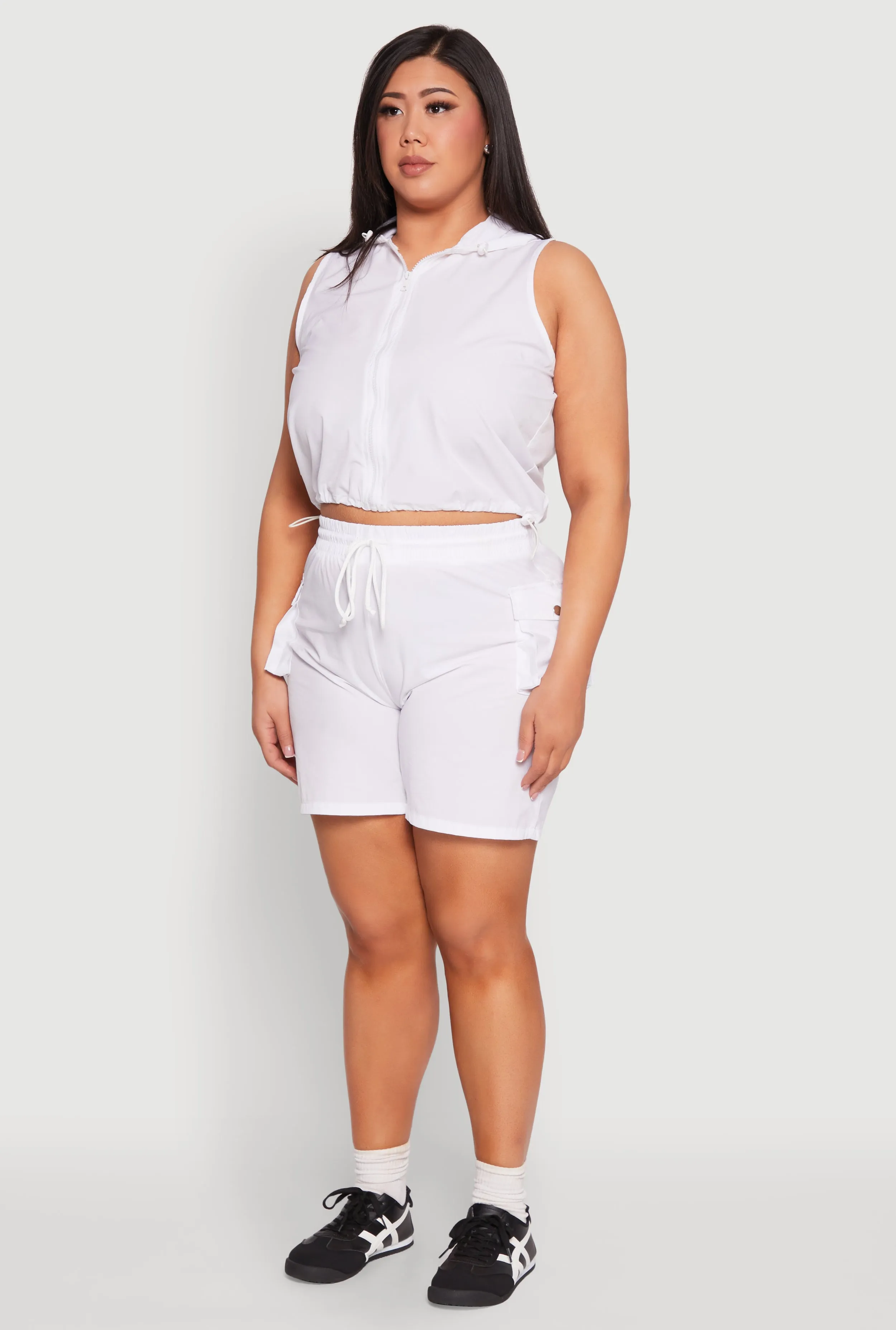 Plus Size Nylon Sleeveless Zip Front Hooded Top sold by Rainbow product image thumbnail 5