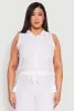 Plus Size Nylon Sleeveless Zip Front Hooded Top sold by Rainbow