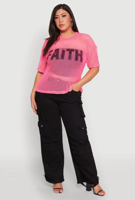 Plus Size Faith Fishnet Top sold by Rainbow