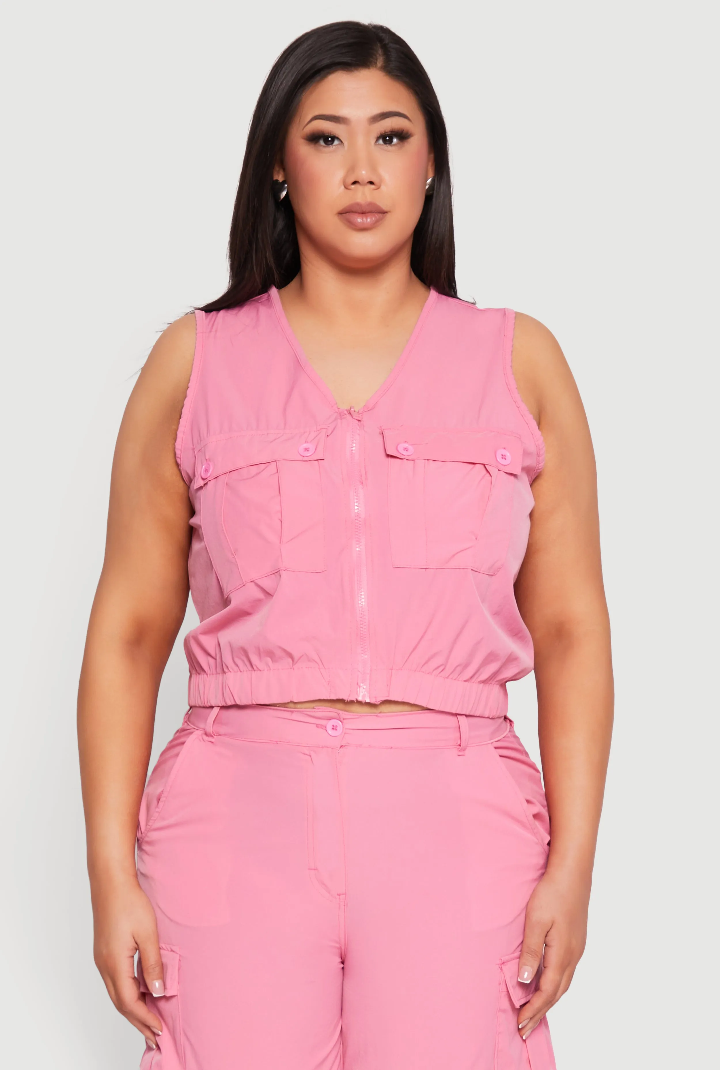 Plus Size Nylon Utility Zip Front Vest sold by Rainbow