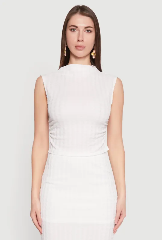 Ruched Funnel Neck Sleeveless Top sold by Rainbow