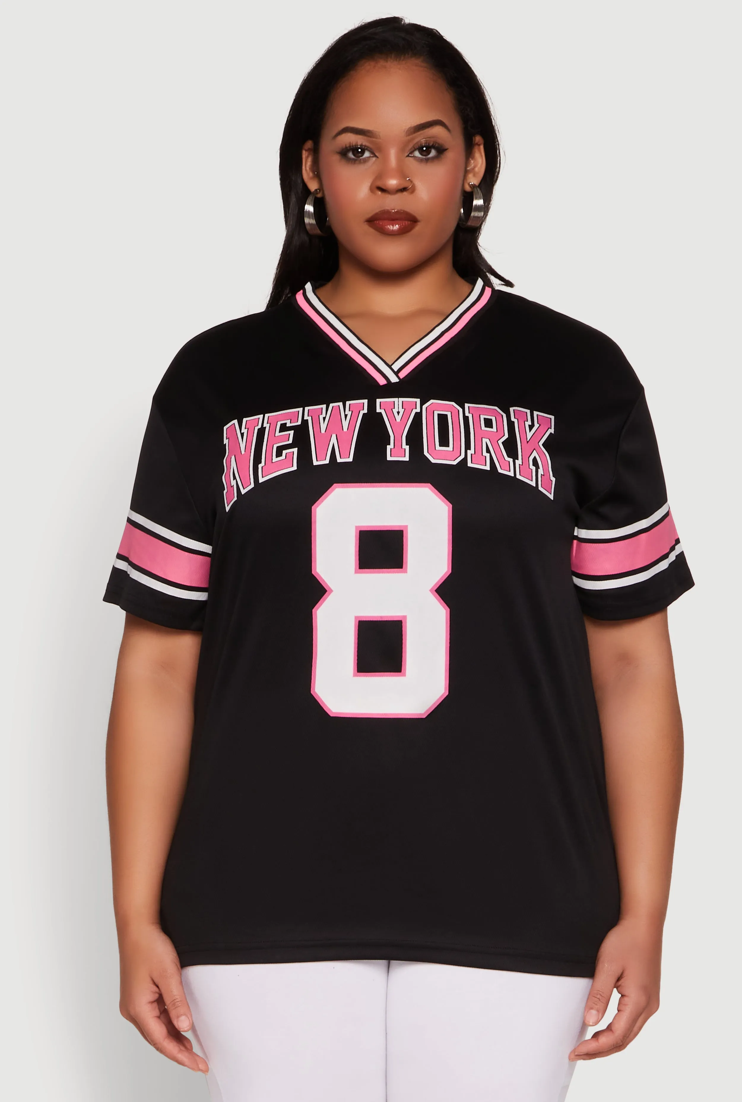 Plus Size Varsity Stripe New York Graphic Jersey sold by Rainbow product image thumbnail 2