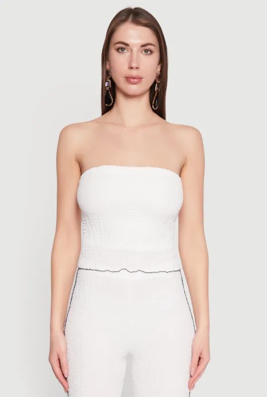 Contrast Trim Cropped Tube Top sold by Rainbow
