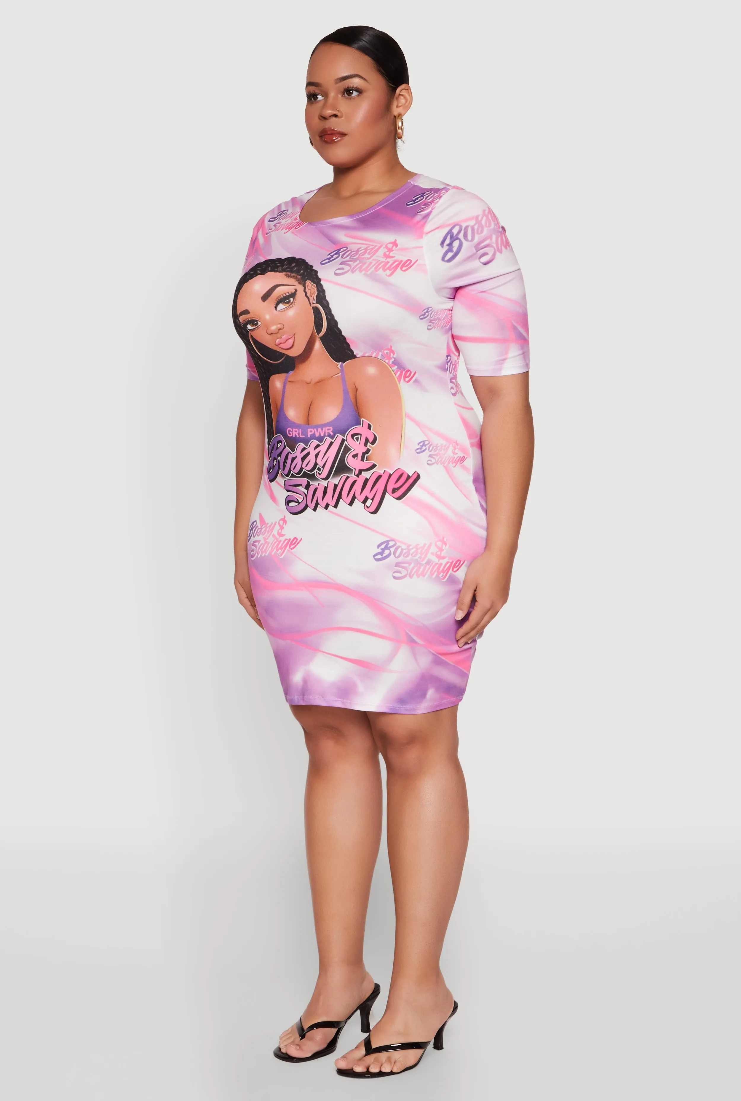 Plus Size Bossy and Savage Graphic T Shirt Dress sold by Rainbow product image thumbnail 3