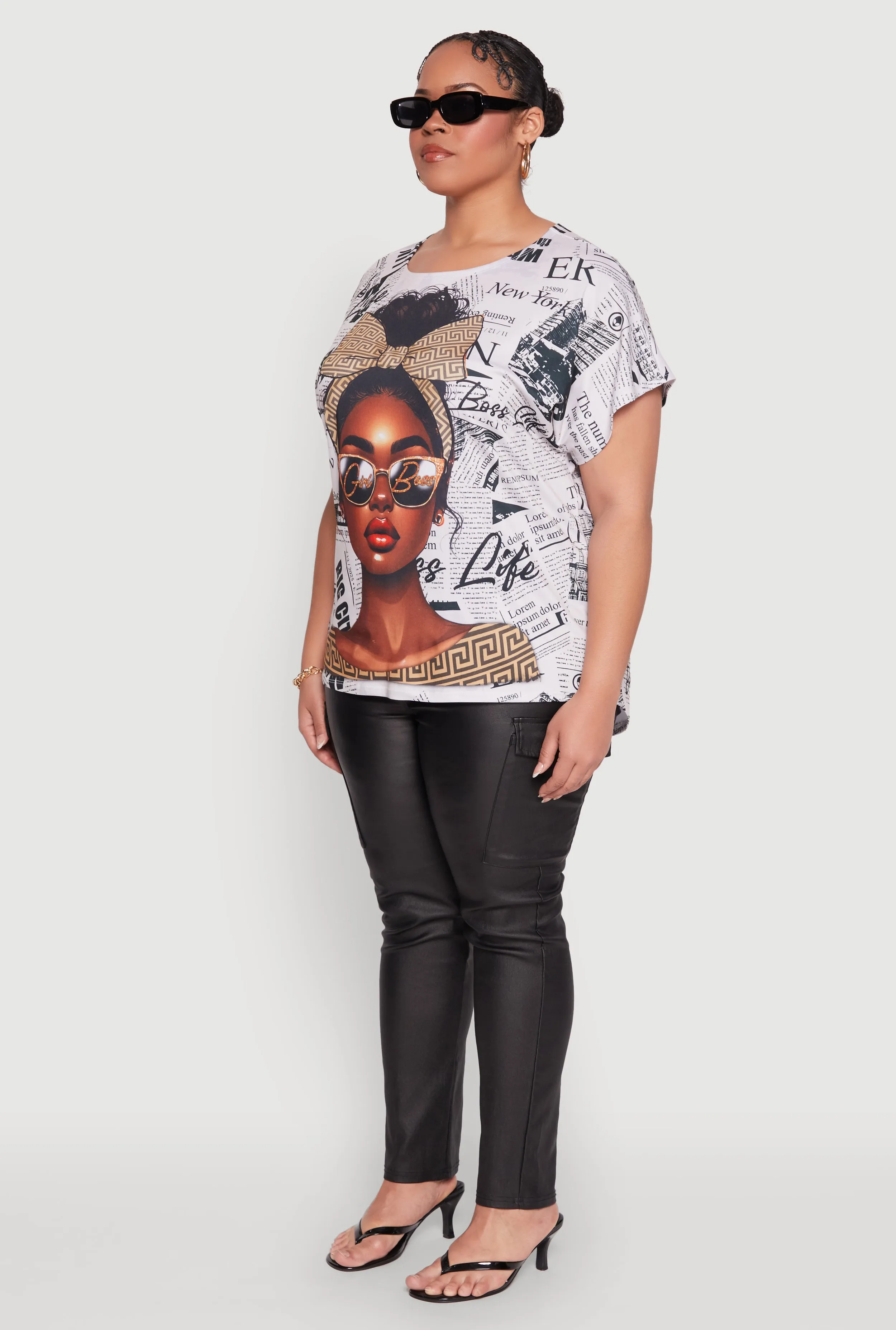 Plus Size Girl Boss Newspaper Print Tee sold by Rainbow product image thumbnail 5